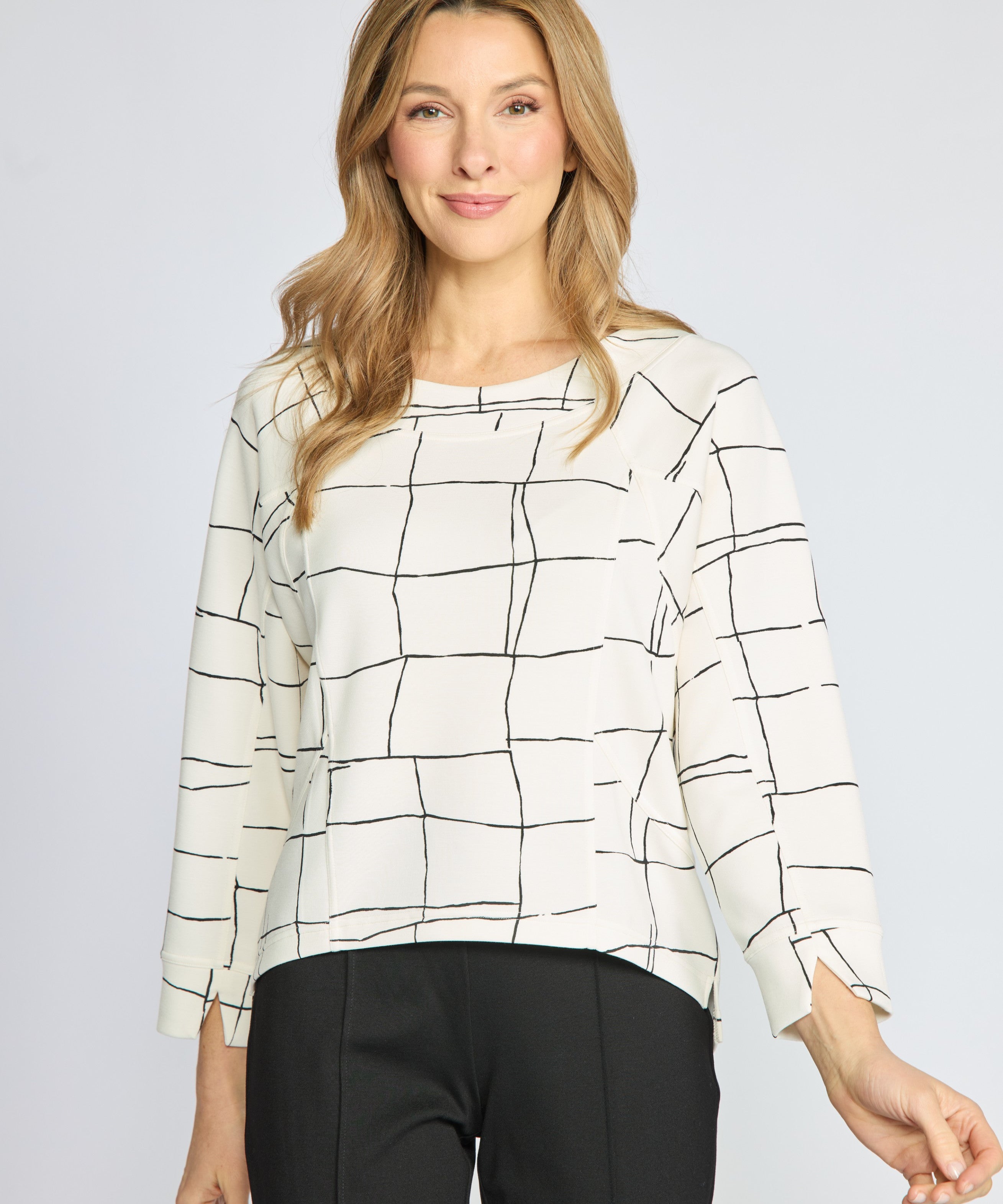 Featherlux Knit Print Pullover - Ivory