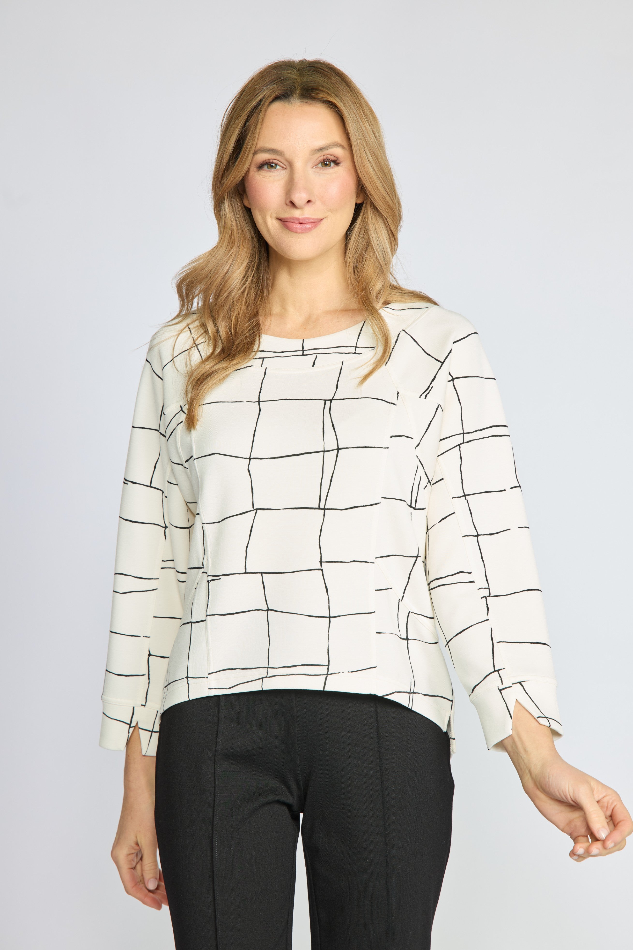 Featherlux Knit Print Pullover - Ivory