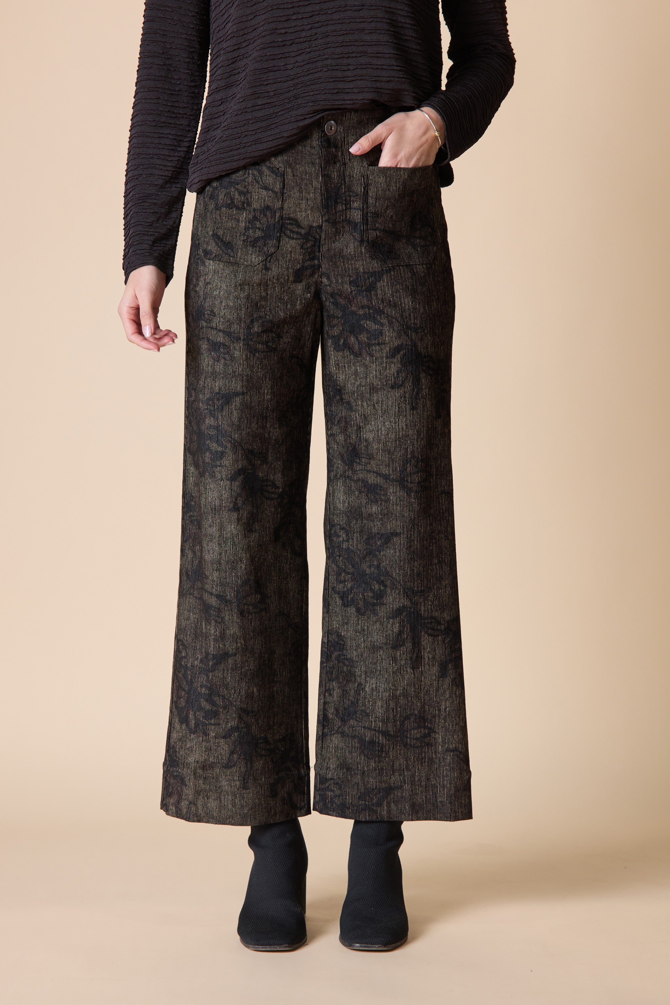 Luxe Cord Patch Pocket Ankle Pant - Umber