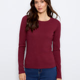 Tencel Rib Long Sleeve Crew Neck - Merlot