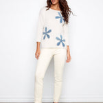 Floral Denim Patch Sweater - Heather Oat - Charlie B - 690178726309 - Sugar River Shoppe - 