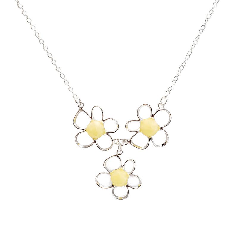 Flower Butterscotch Amber Sterling Silver Necklace - Amberman - 90643752 - Sugar River Shoppe - 