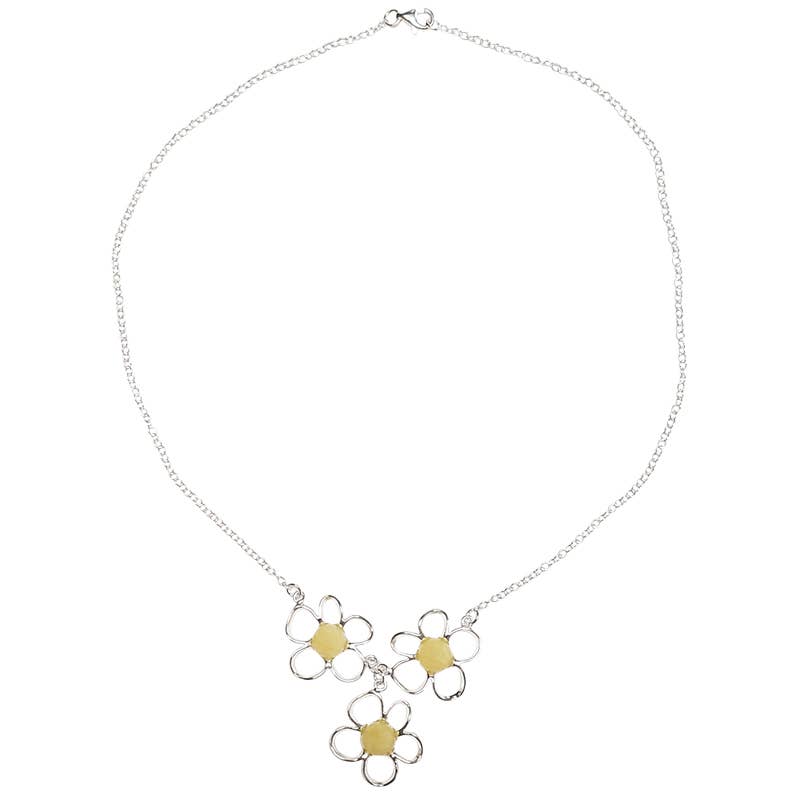 Flower Butterscotch Amber Sterling Silver Necklace - Amberman - 90643752 - Sugar River Shoppe - 
