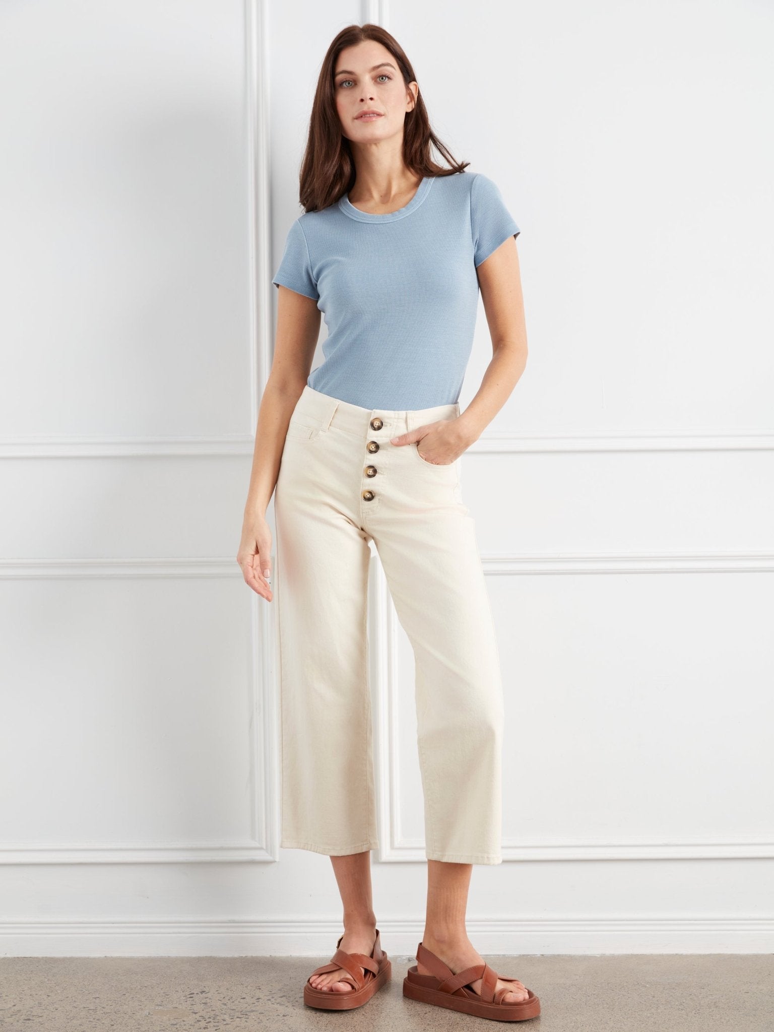 Front Button - Fly Crop Pants - Natural - Charlie B - 690178751202 - Sugar River Shoppe - 