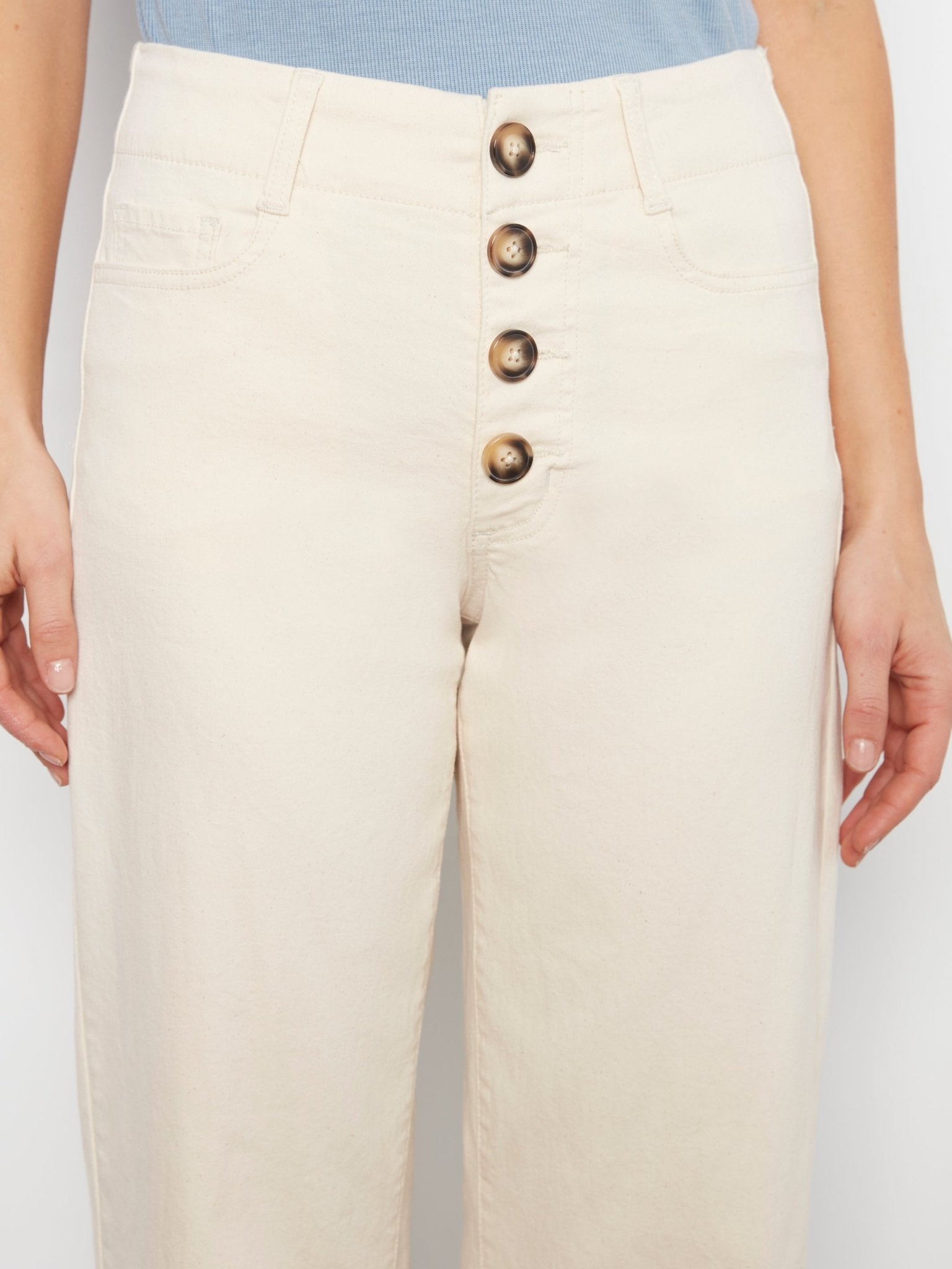 Front Button - Fly Crop Pants - Natural - Charlie B - 690178751202 - Sugar River Shoppe - 