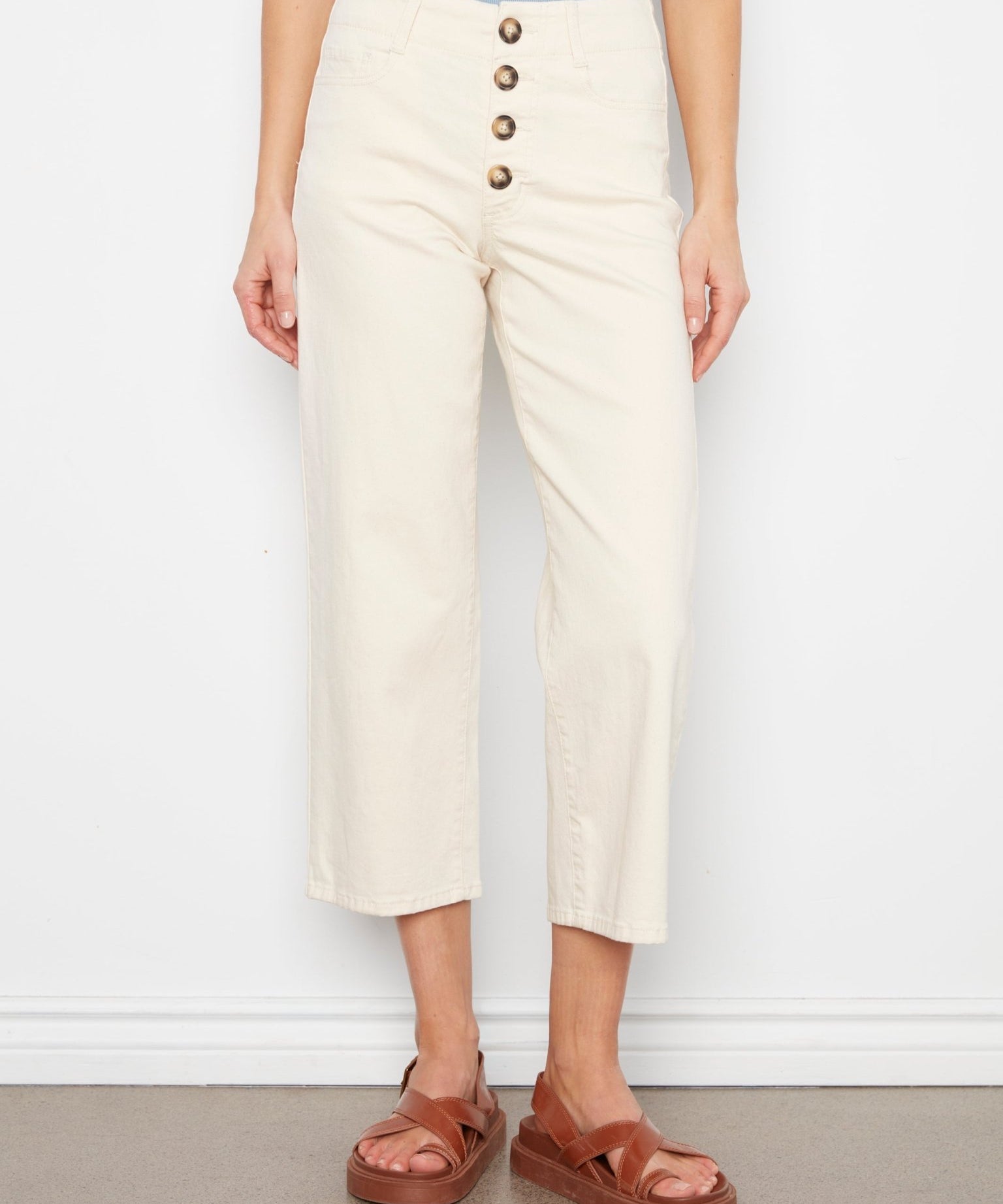 Front Button - Fly Crop Pants - Natural - Charlie B - 690178751202 - Sugar River Shoppe - 