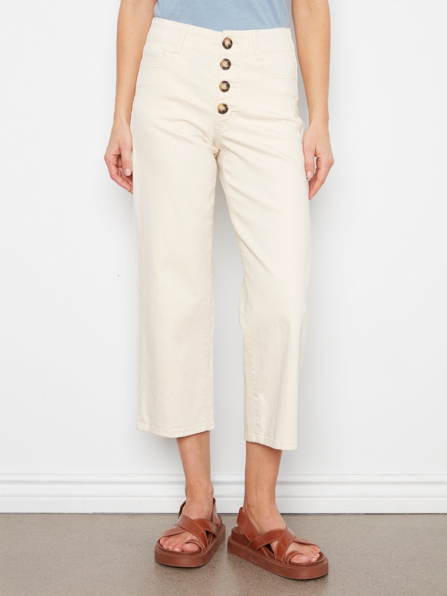 Front Button - Fly Crop Pants - Natural - Charlie B - 690178751202 - Sugar River Shoppe - 