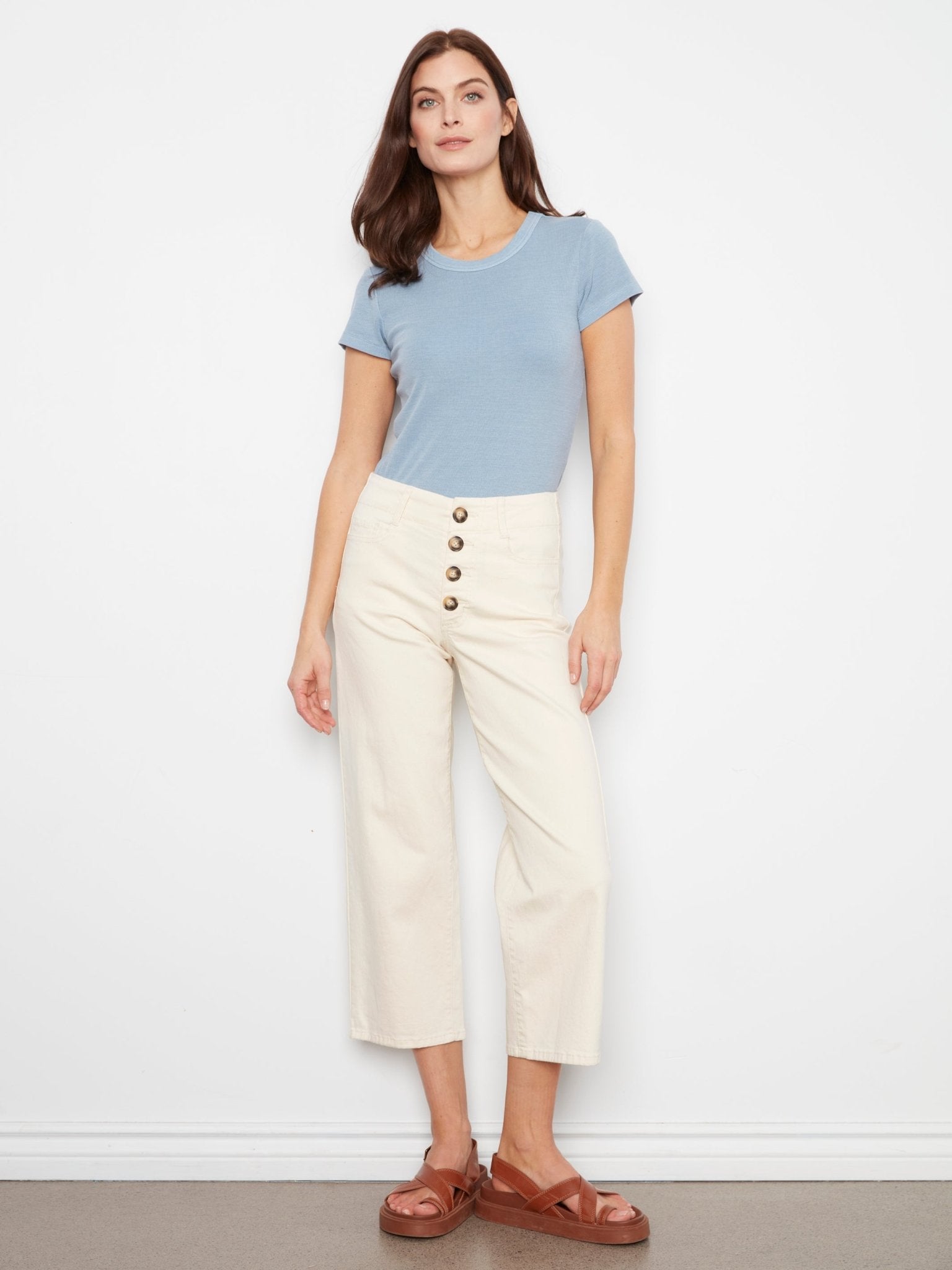 Front Button - Fly Crop Pants - Natural - Charlie B - 690178751202 - Sugar River Shoppe - 