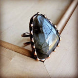 Genuine Labradorite Ring set in Antique Copper - The Jewelry Junkie - 788927620661 - Sugar River Shoppe - 