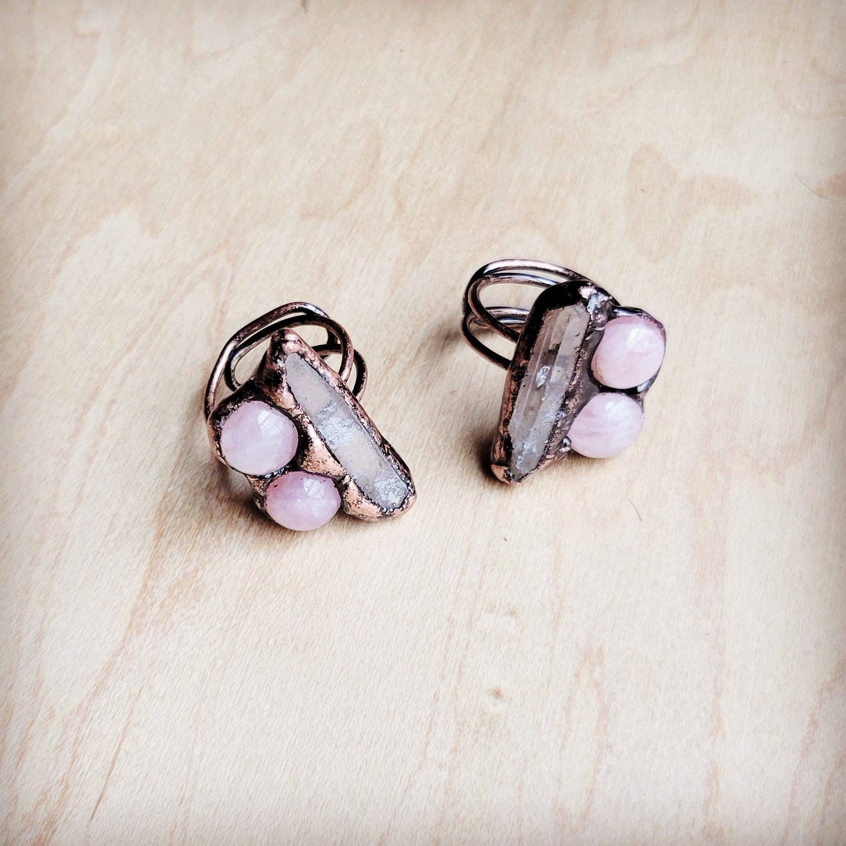 Genuine Rose Quartz Ring in a Copper Setting - The Jewelry Junkie - 676327719125 - Sugar River Shoppe - 