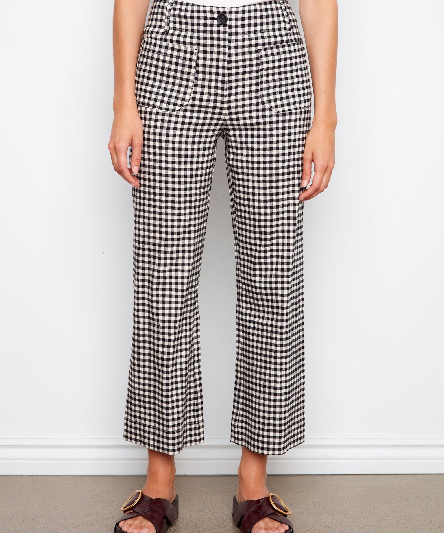 Gingham Cropped Linen Blend Pants - Charlie B - 690178714184 - Sugar River Shoppe - 