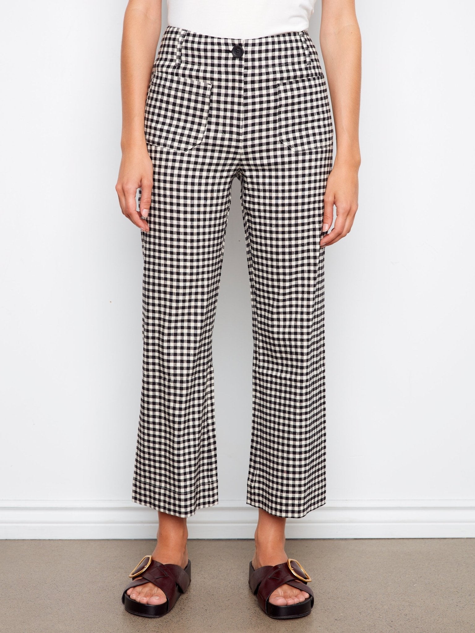 Gingham Cropped Linen Blend Pants - Charlie B - 690178714184 - Sugar River Shoppe - 