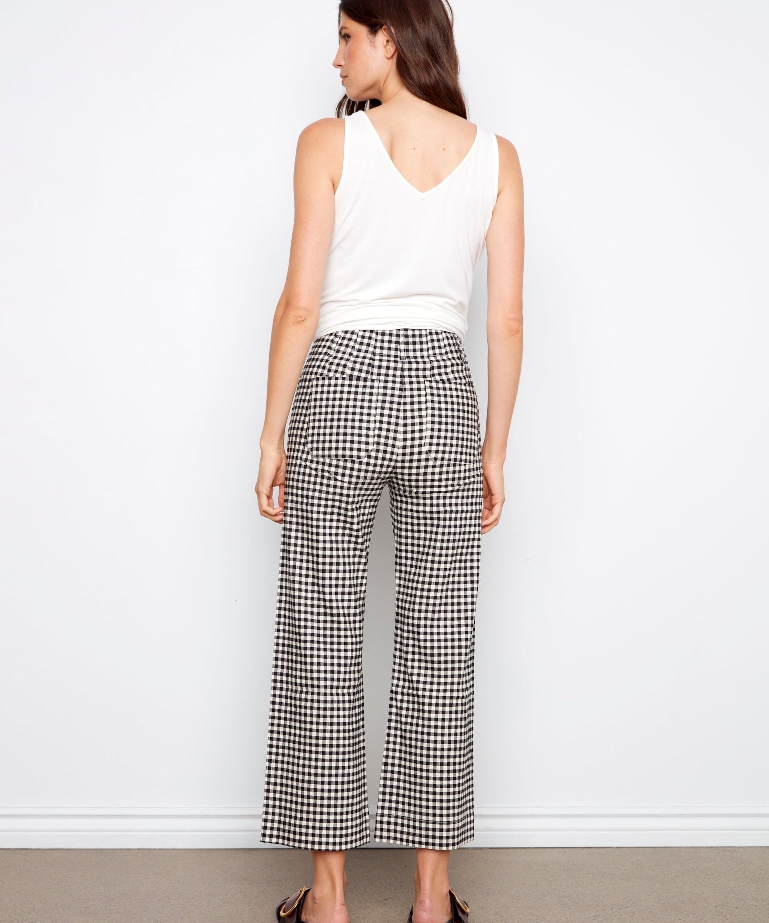 Gingham Cropped Linen Blend Pants - Charlie B - 690178714184 - Sugar River Shoppe - 
