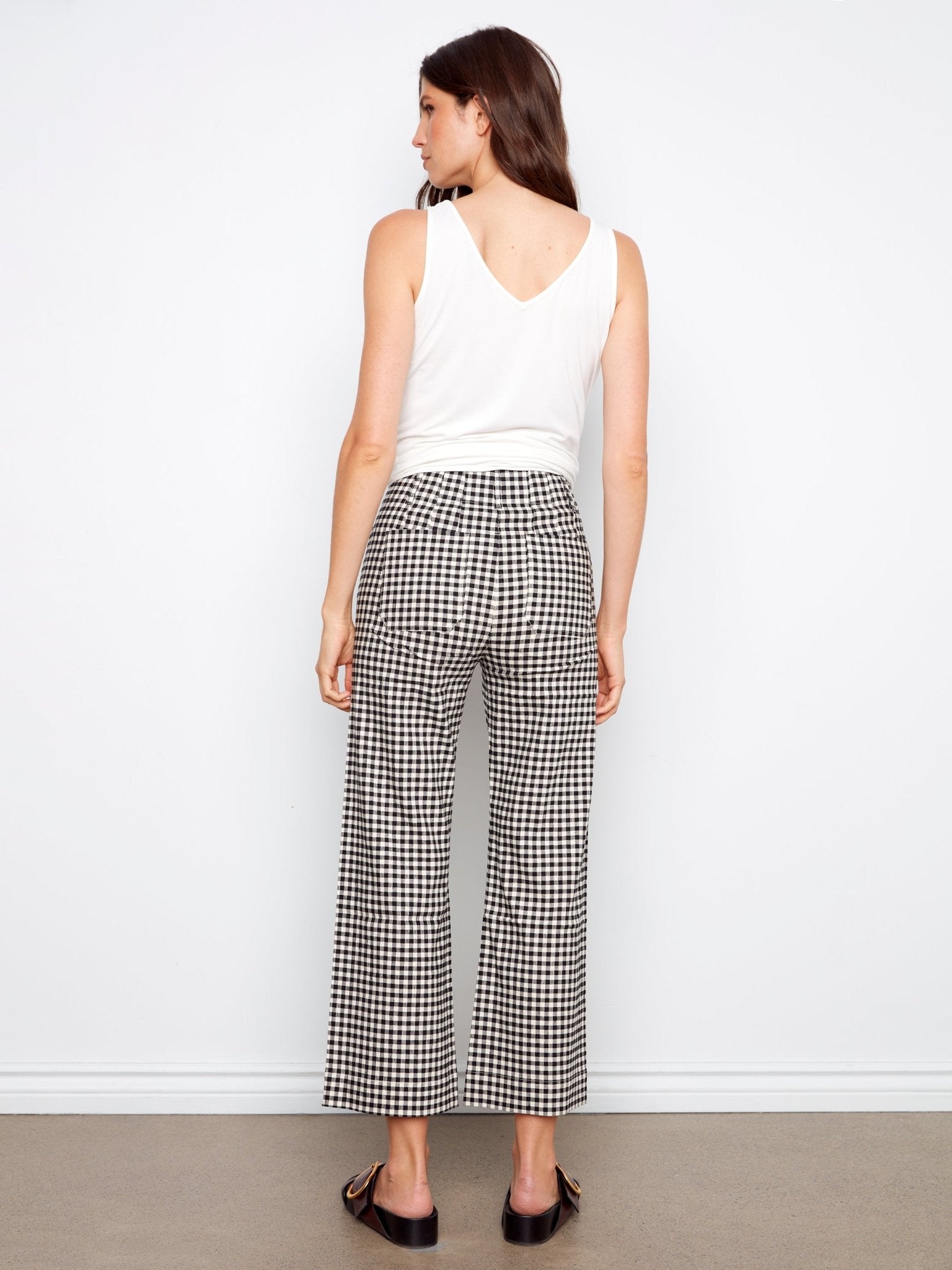 Gingham Cropped Linen Blend Pants - Charlie B - 690178714184 - Sugar River Shoppe - 
