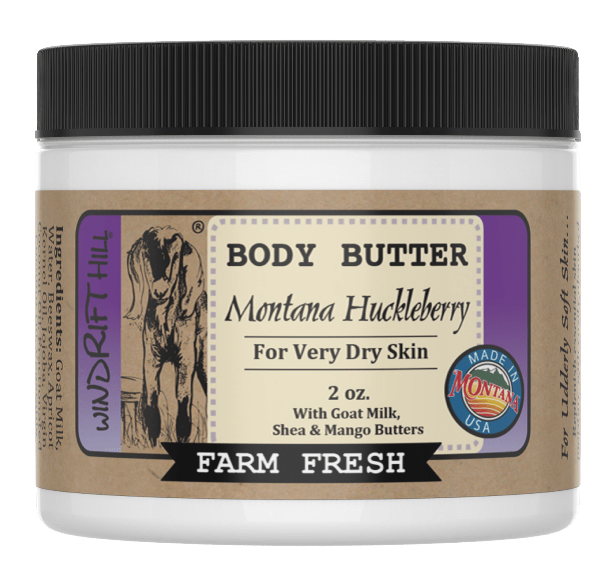 Goat Milk Body Butter | Nourishing Moisturizer for Dry Skin | Natural Skincare - Windrift Hill Goat Milk Skincare - 804551436512 - Sugar River Shoppe - 