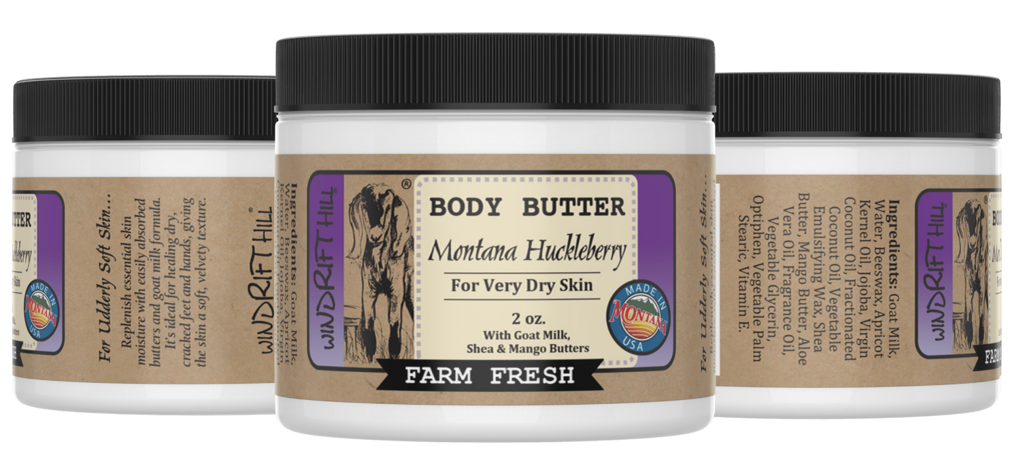 Goat Milk Body Butter | Nourishing Moisturizer for Dry Skin | Natural Skincare - Windrift Hill Goat Milk Skincare - 804551436512 - Sugar River Shoppe - 