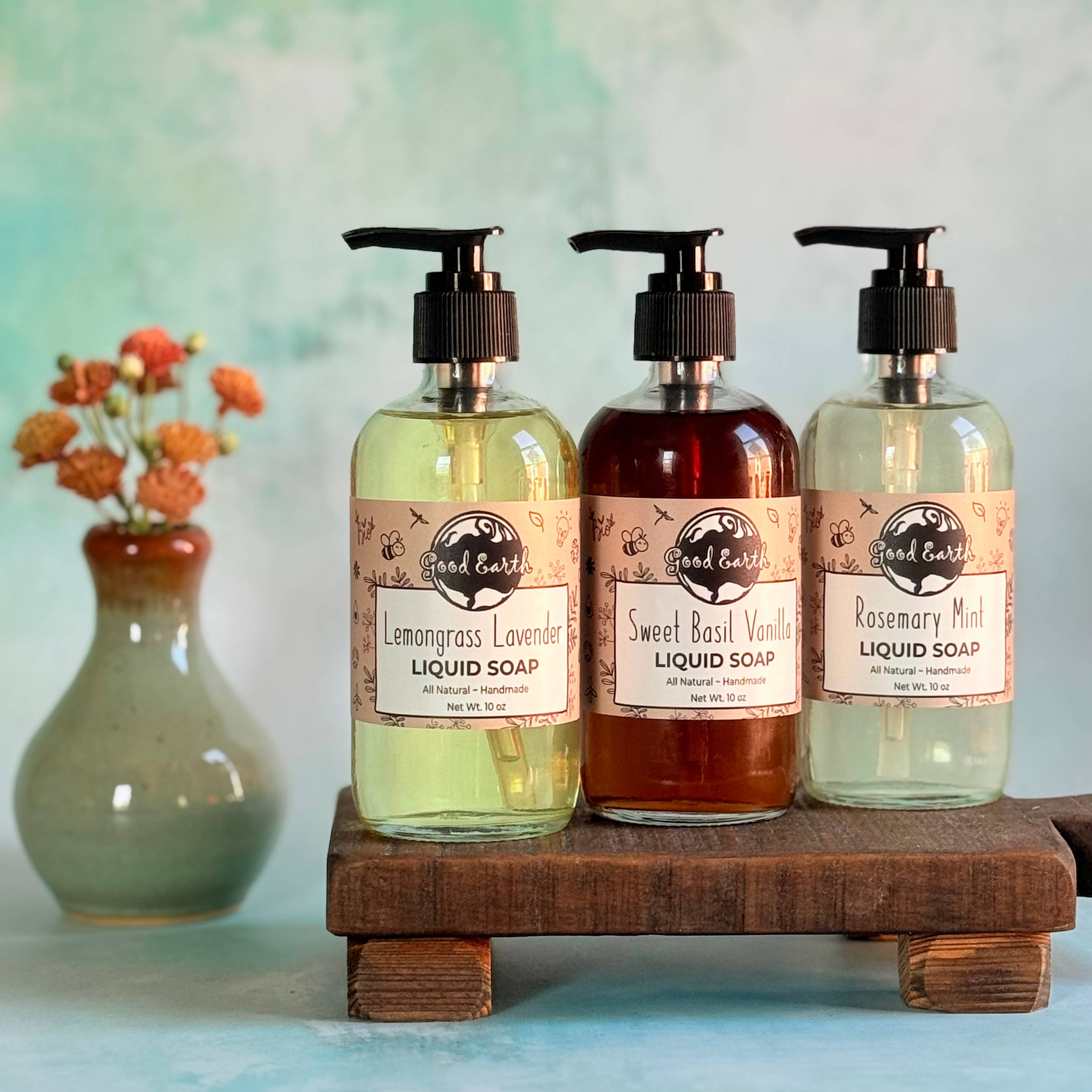 Happy Hands Liquid Soap: Glass - Sweet Basil Vanilla - Sugar River Shoppe