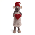 Big Grey Girly Mouse w/Heart Christmas - Sugar River Shoppe