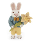 White Bunny w/Blue Jacket & Narcissus Flower - Sugar River Shoppe