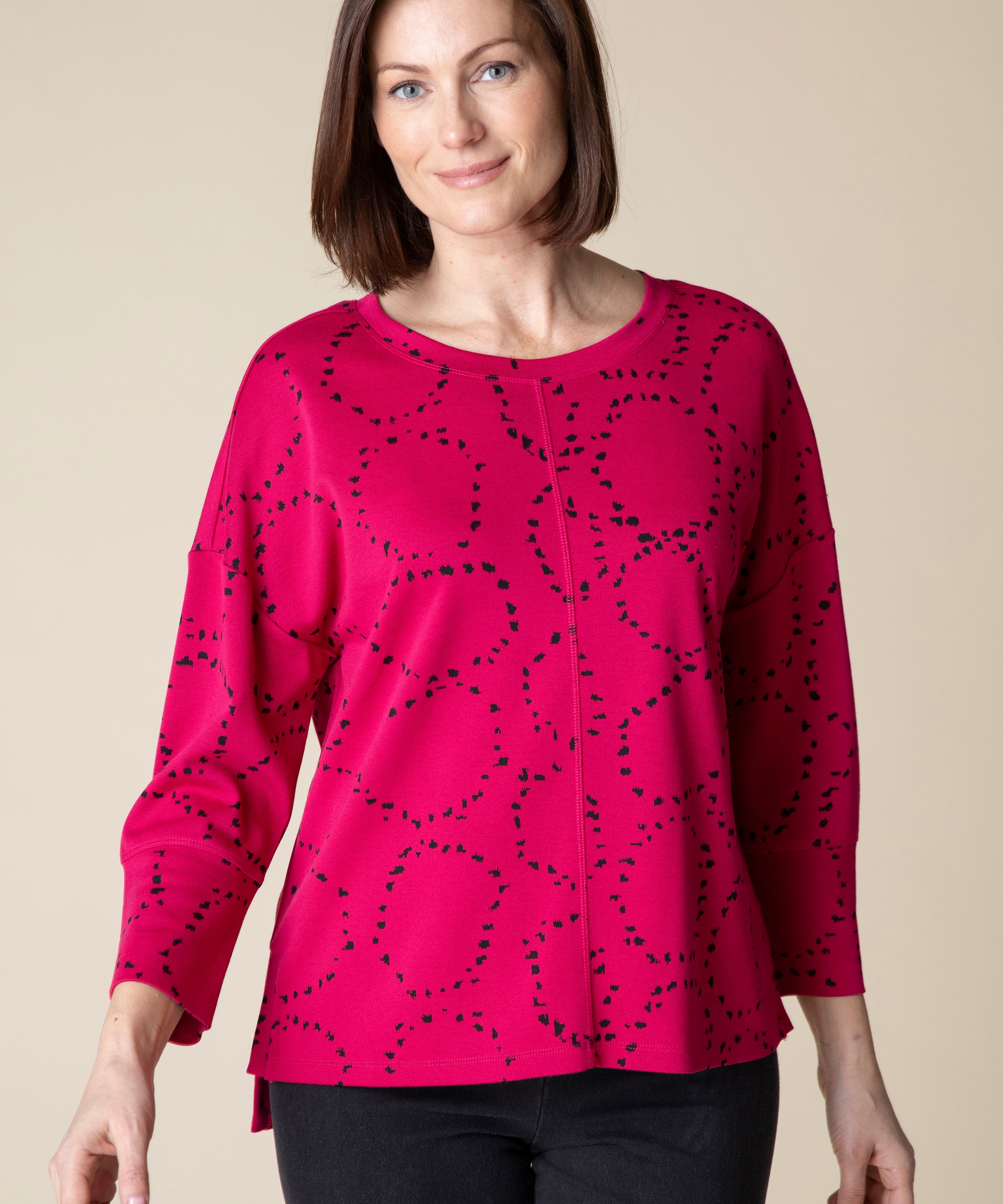 Circle Knit Jacquard Boxy Crew - Sugar River Shoppe