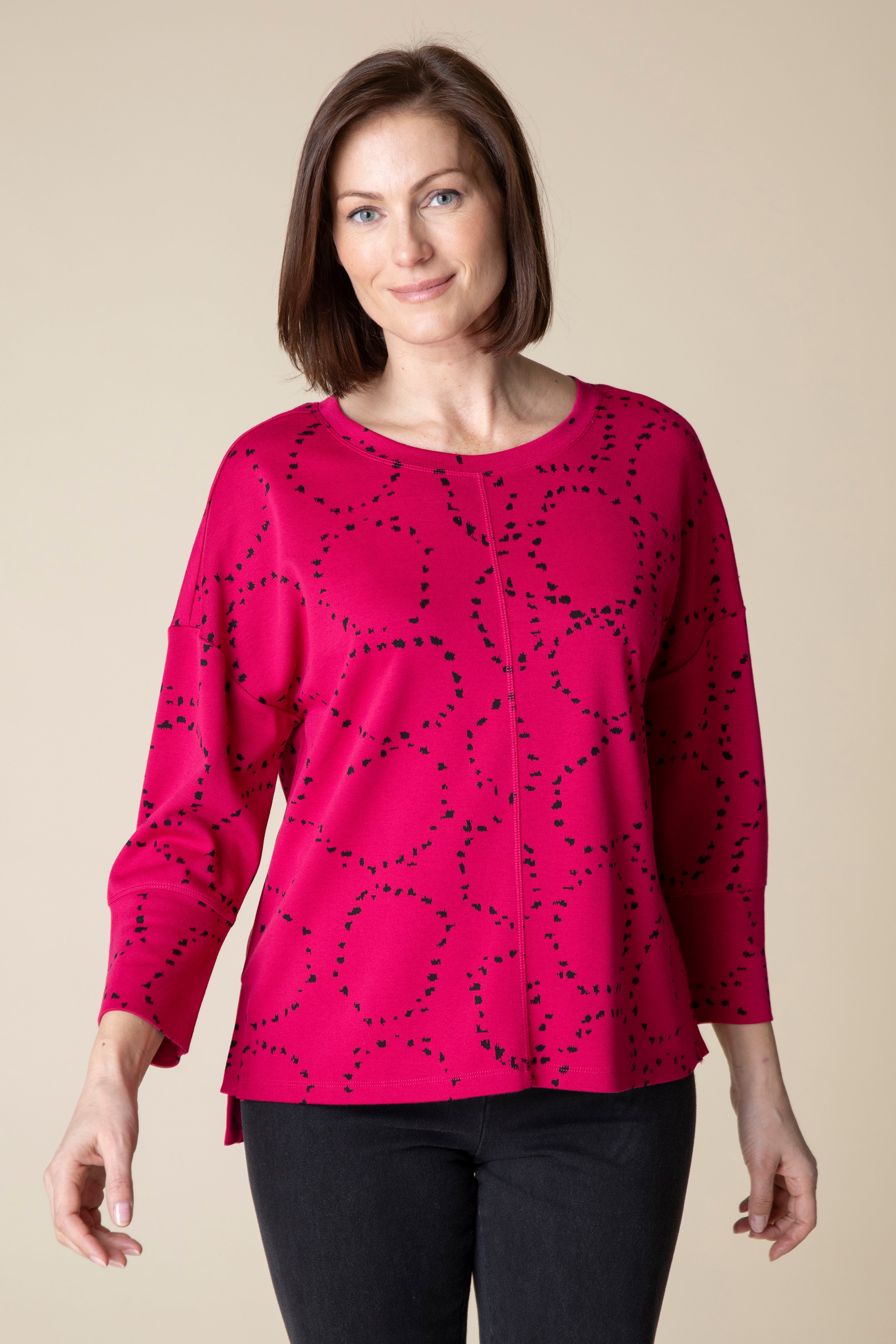 Circle Knit Jacquard Boxy Crew - Sugar River Shoppe