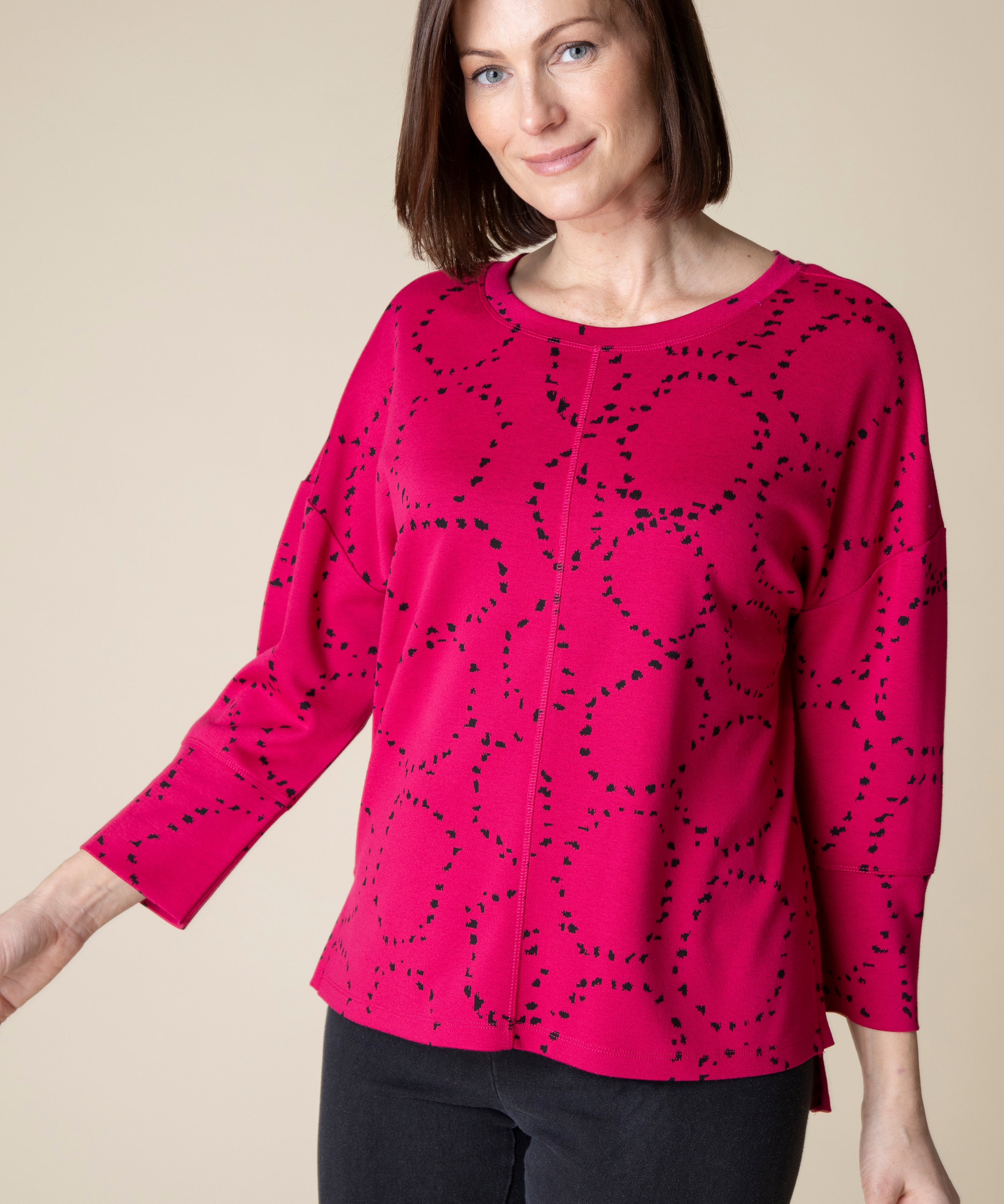 Circle Knit Jacquard Boxy Crew - Sugar River Shoppe