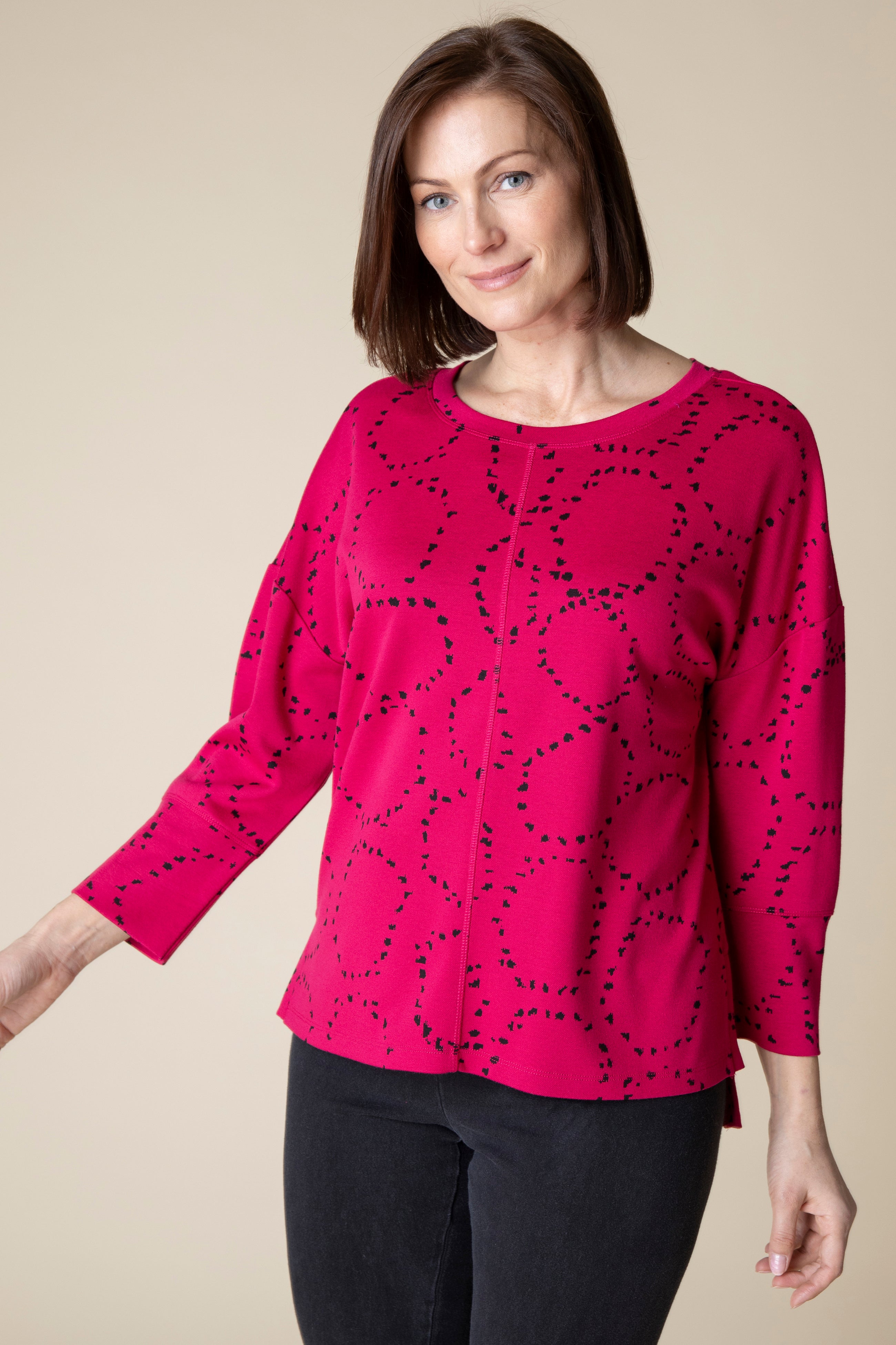 Circle Knit Jacquard Boxy Crew - Sugar River Shoppe