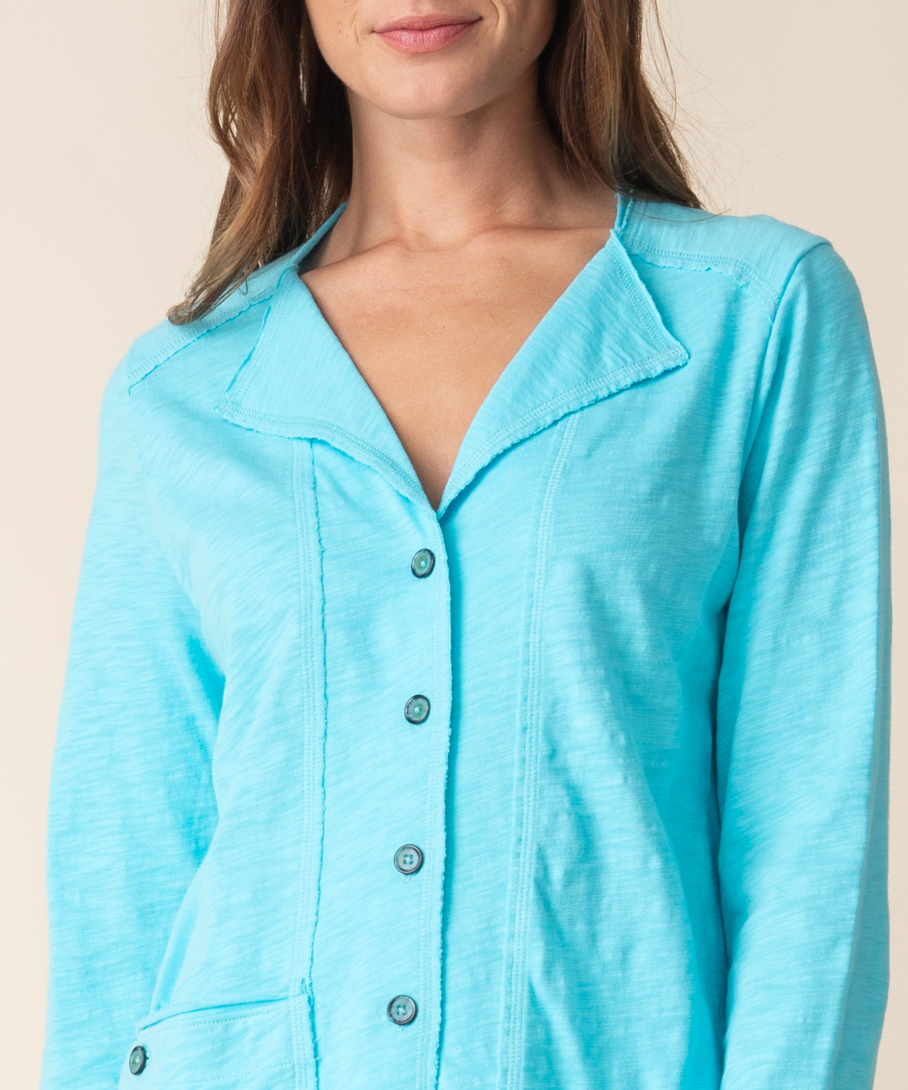 Cotton Pebble Rolled Edge Cardigan - Sugar River Shoppe