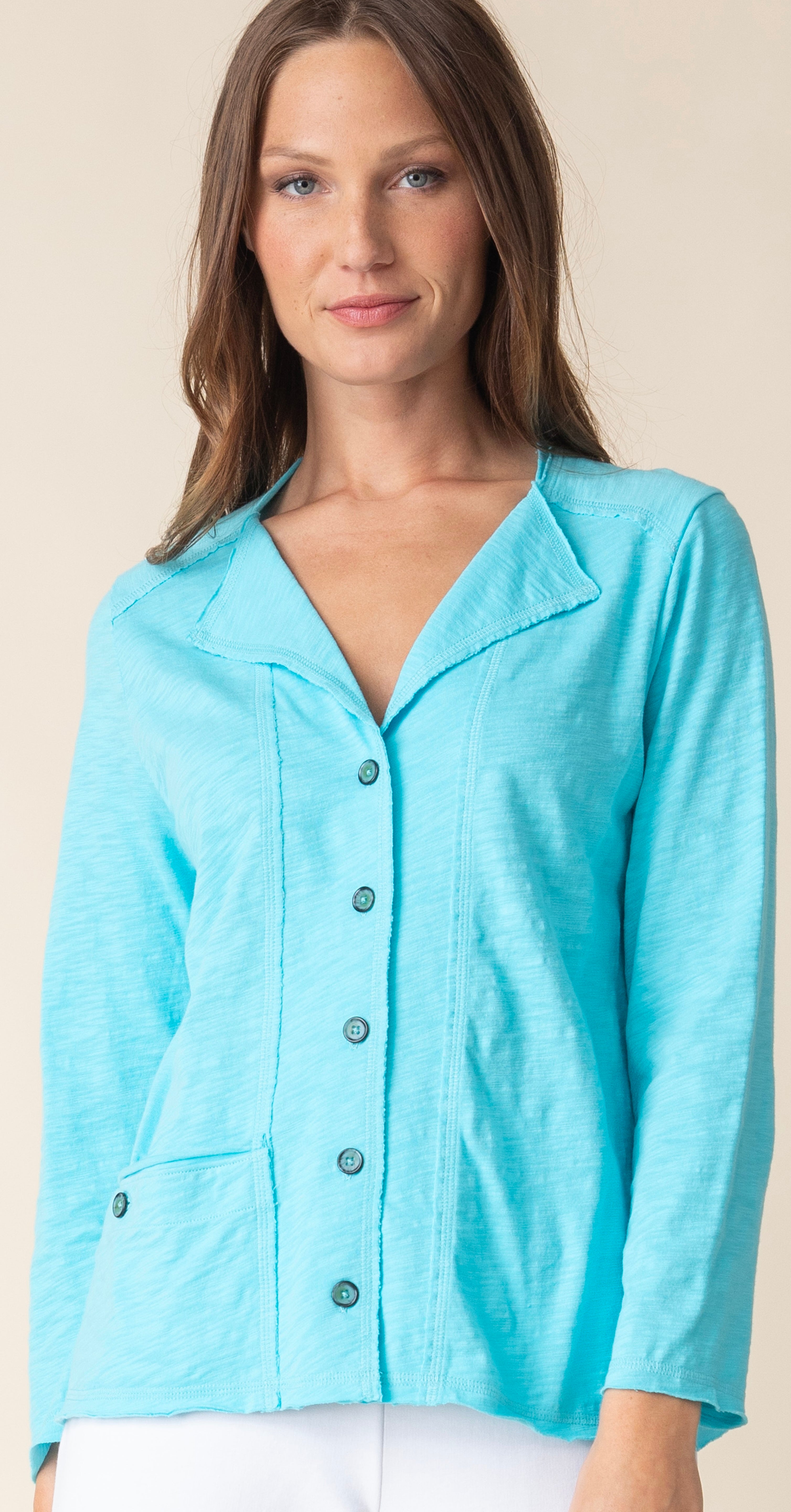 Cotton Pebble Rolled Edge Cardigan - Sugar River Shoppe