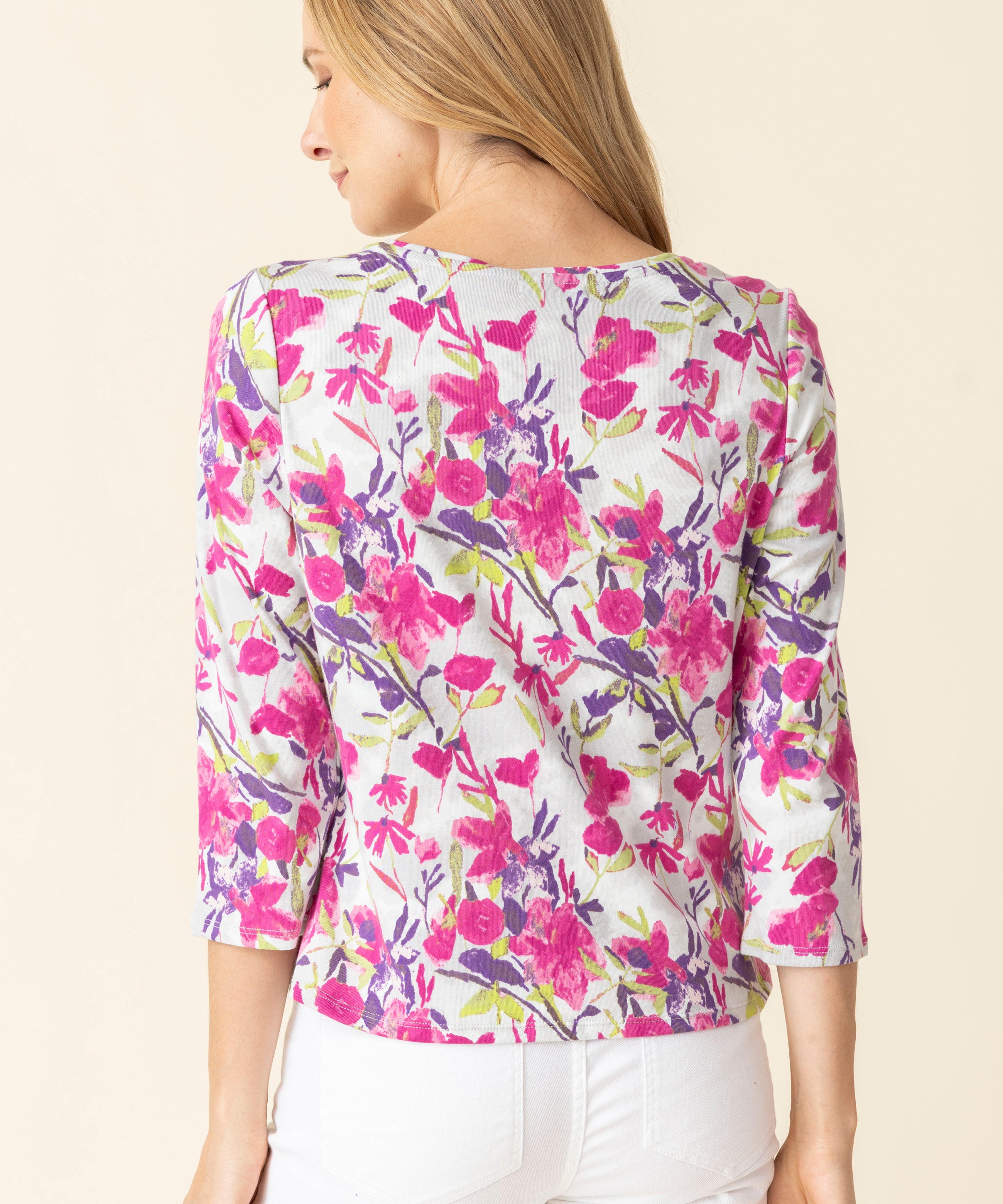 Cozy Rib Floral Everyday Tee - Berry - Sugar River Shoppe