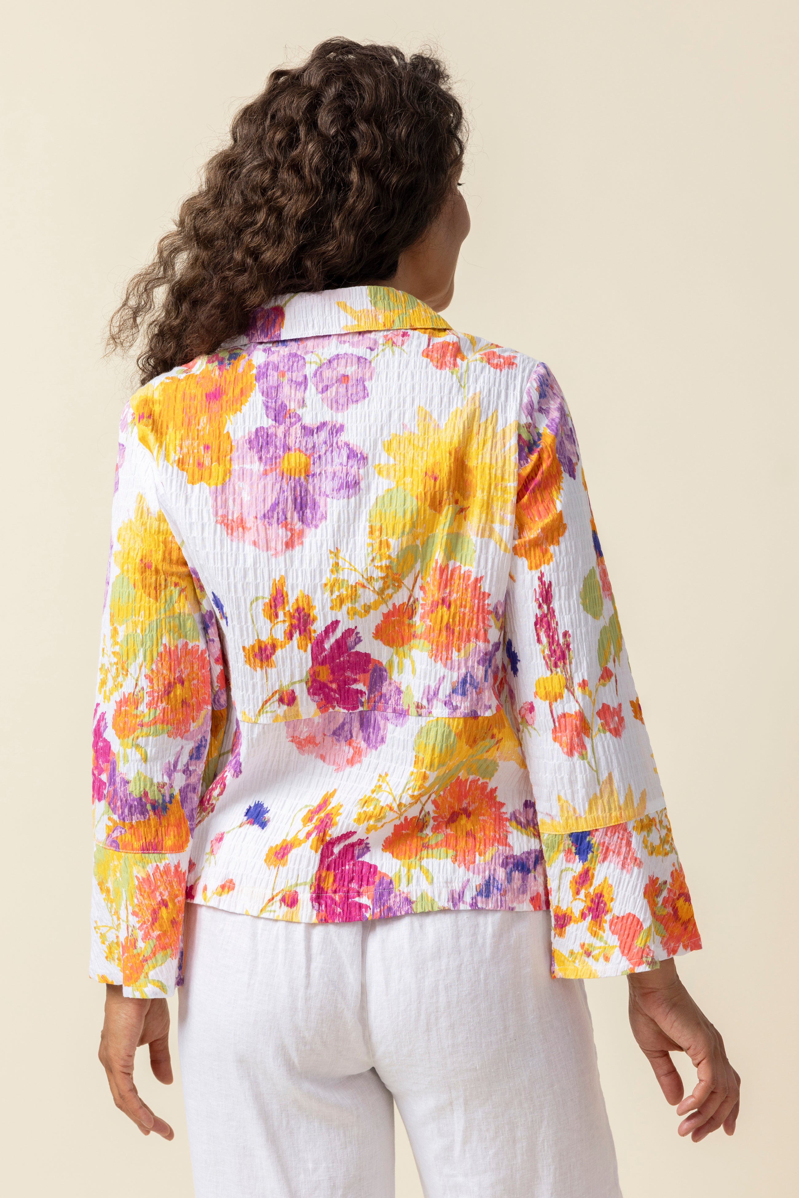 Crinkle Cotton Sunflower Flounce Jacket - Sugar River Shoppe