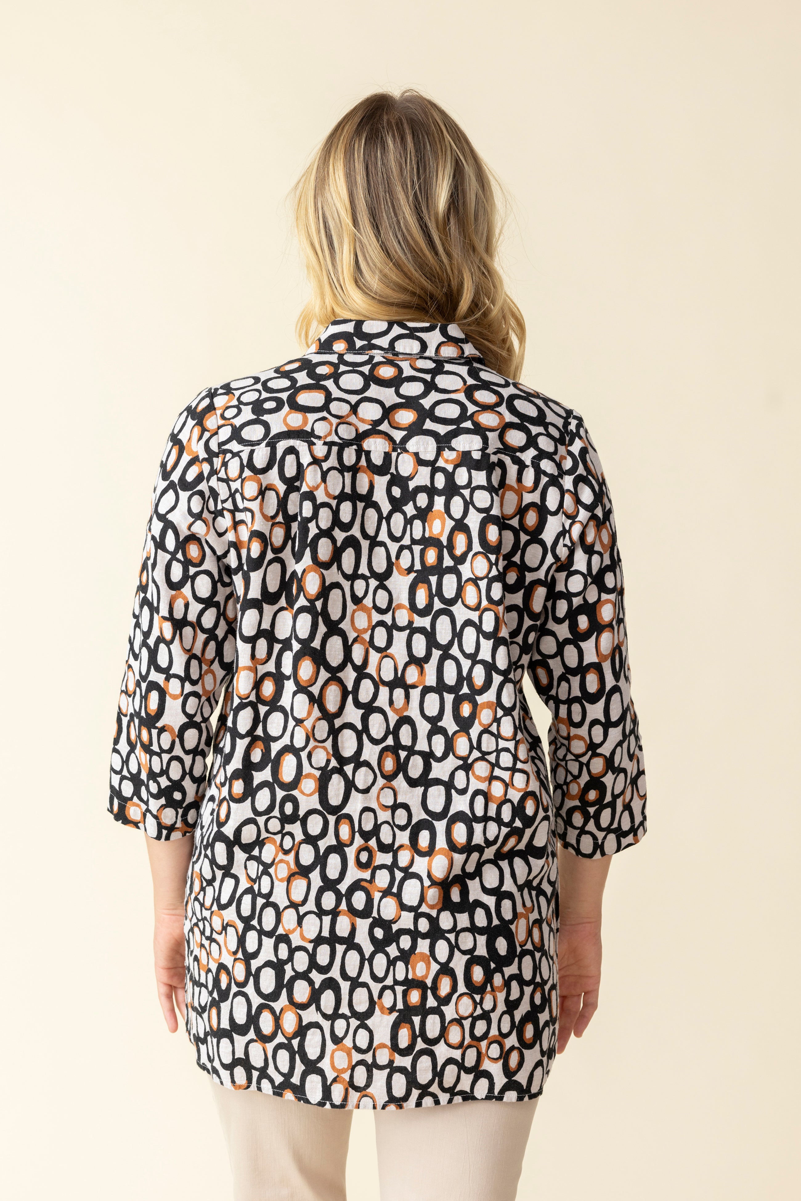 Linen Circle Hidden Placket Big Shirt - Sugar River Shoppe
