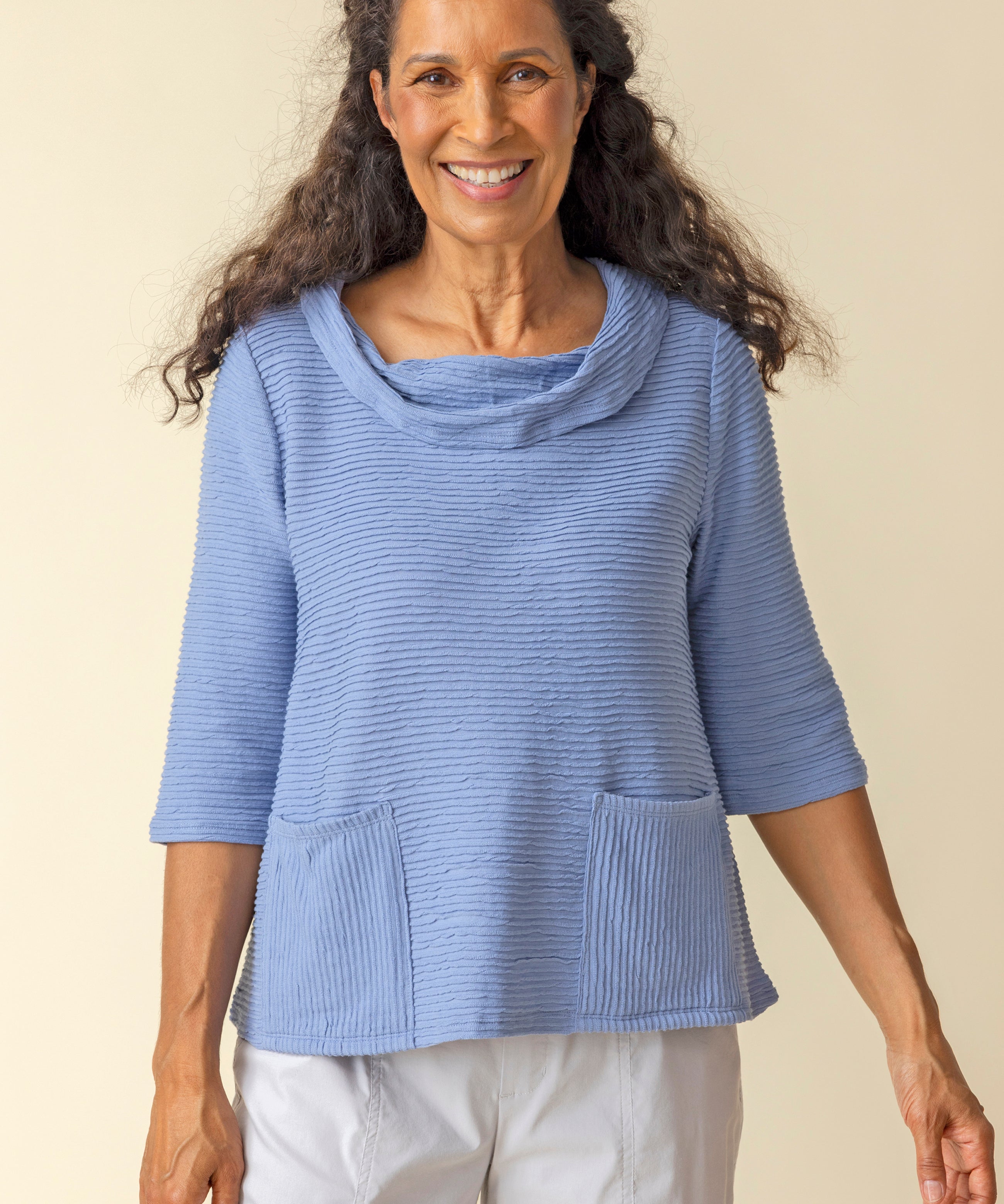 Ripple Effect Drape Neck Top - Sugar River Shoppe