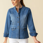 Stretch Denim Moto Jacket - Sugar River Shoppe