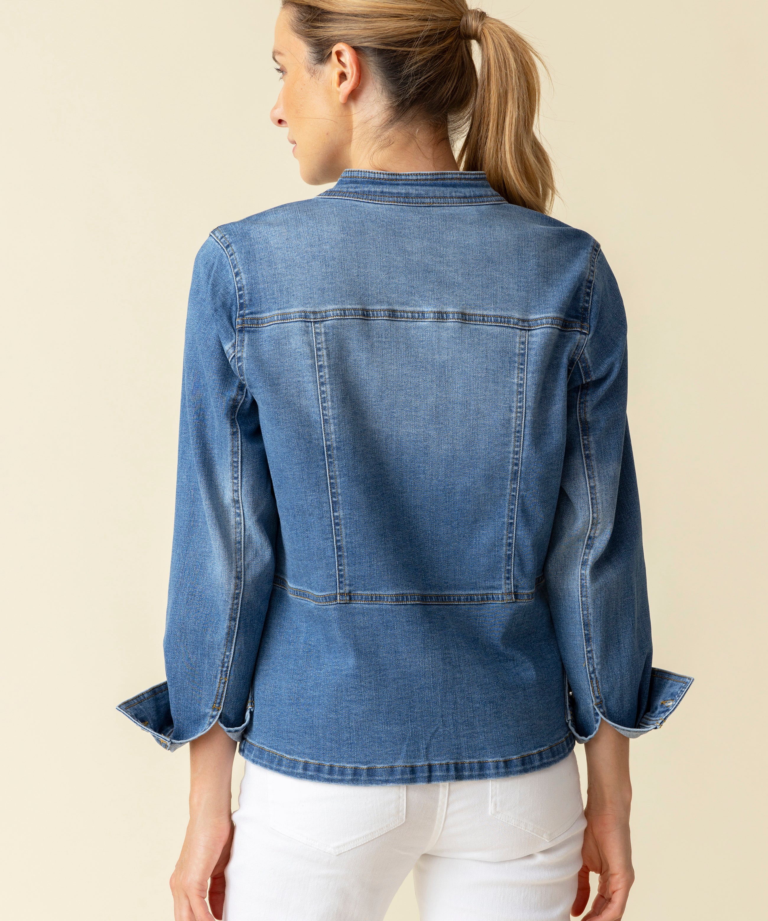 Stretch Denim Moto Jacket - Sugar River Shoppe