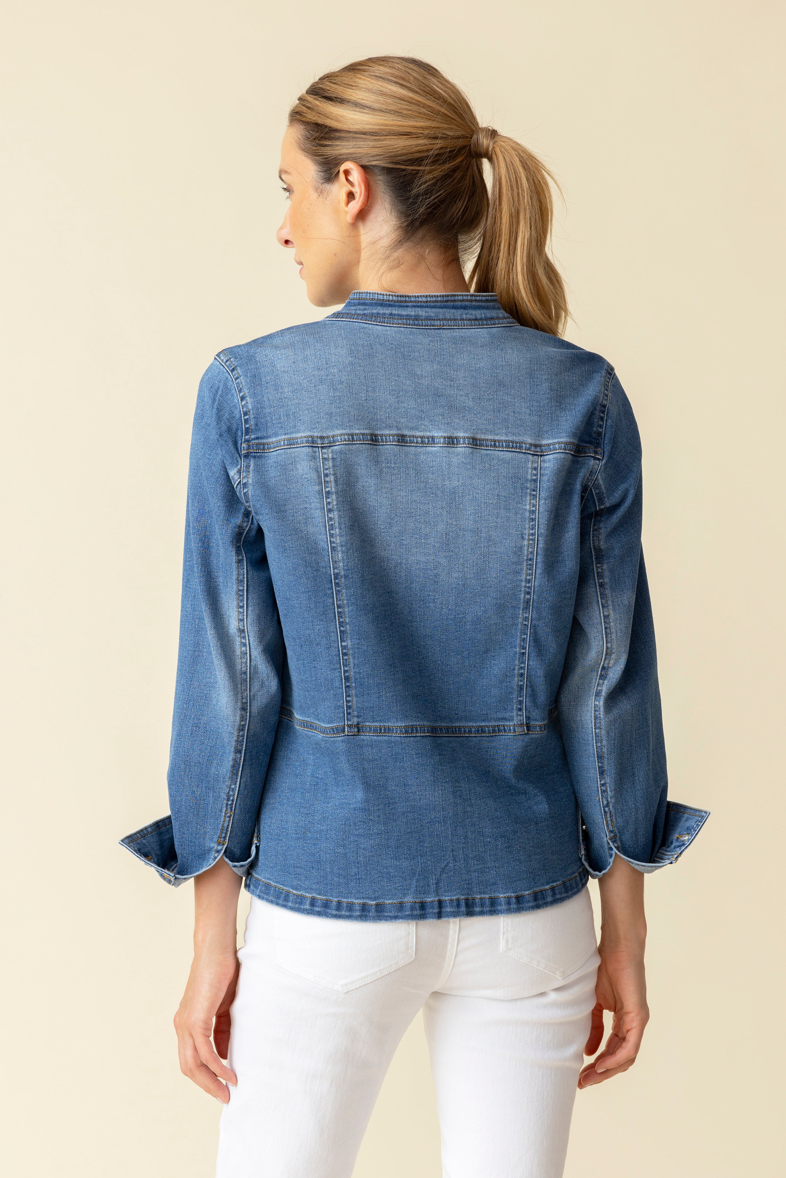 Stretch Denim Moto Jacket - Sugar River Shoppe
