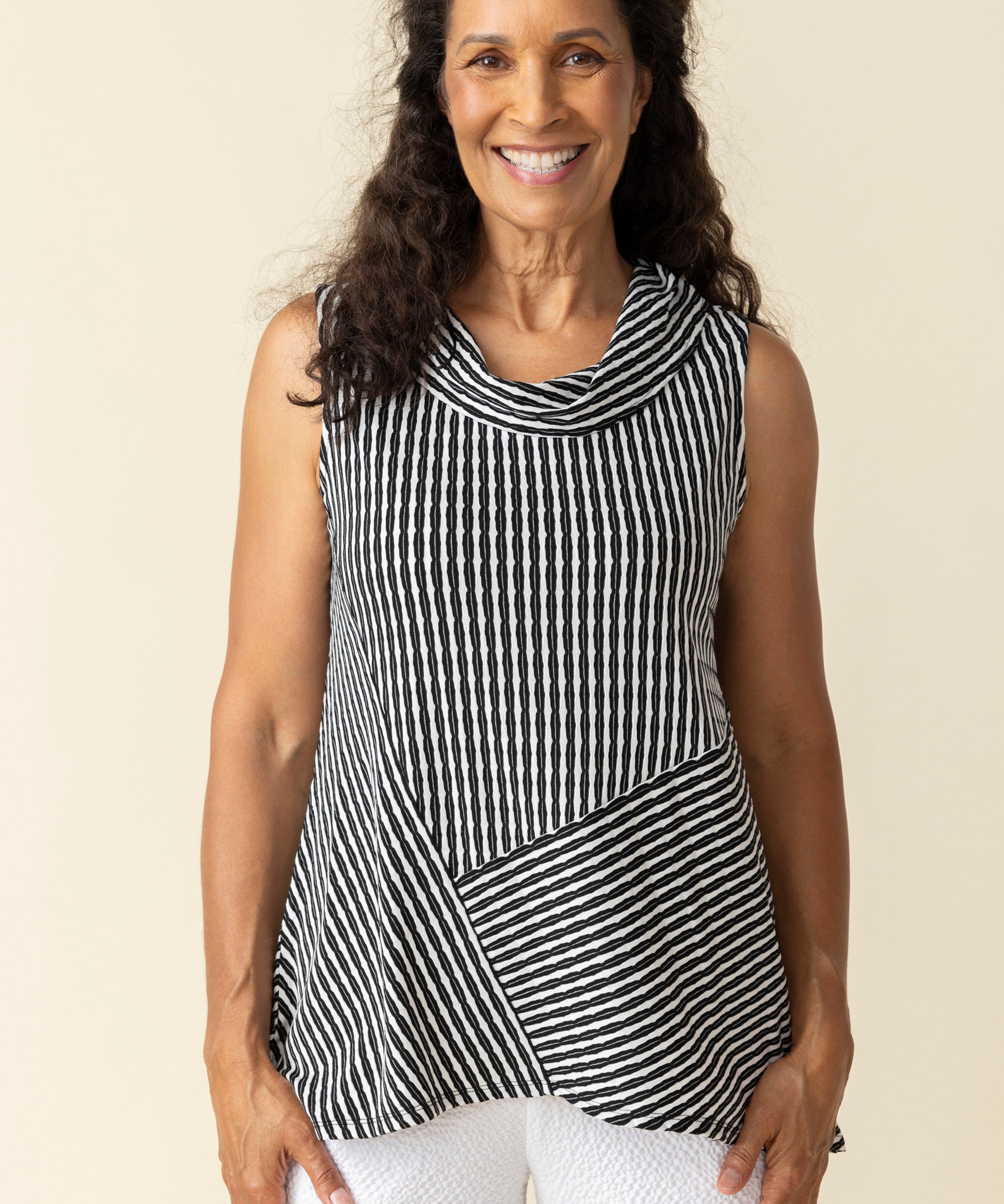 Uptown Stripe Drape Neck Swing Tee - Sugar River Shoppe