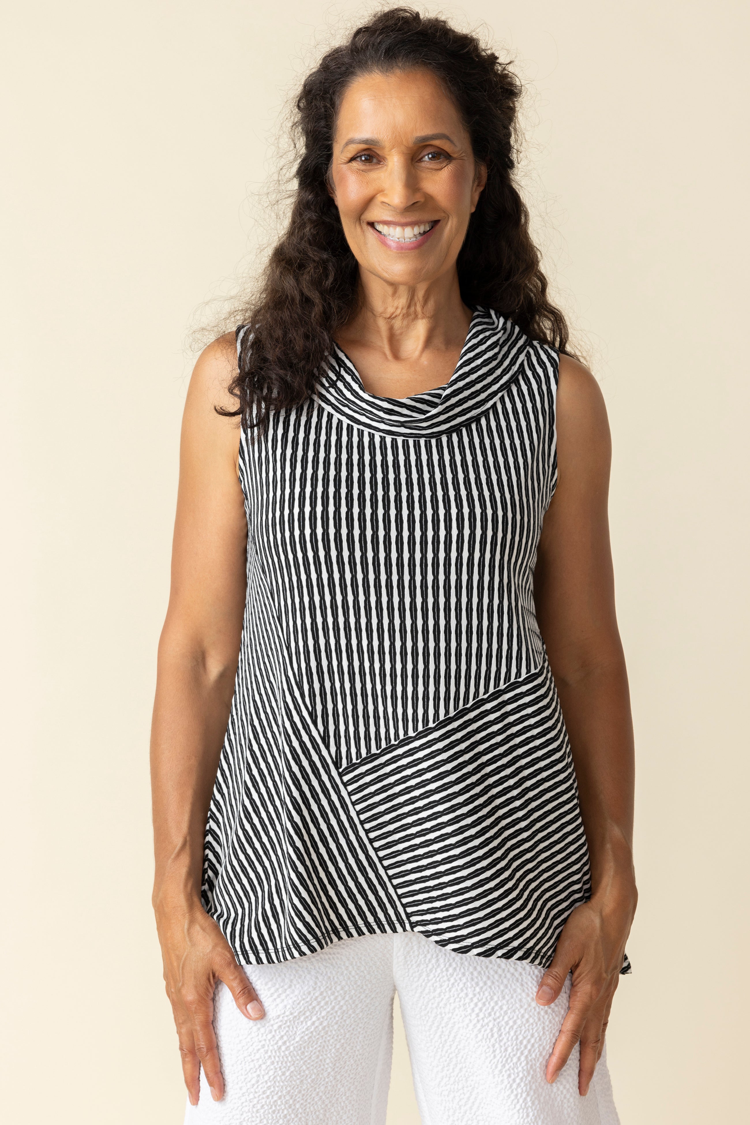 Uptown Stripe Drape Neck Swing Tee - Sugar River Shoppe