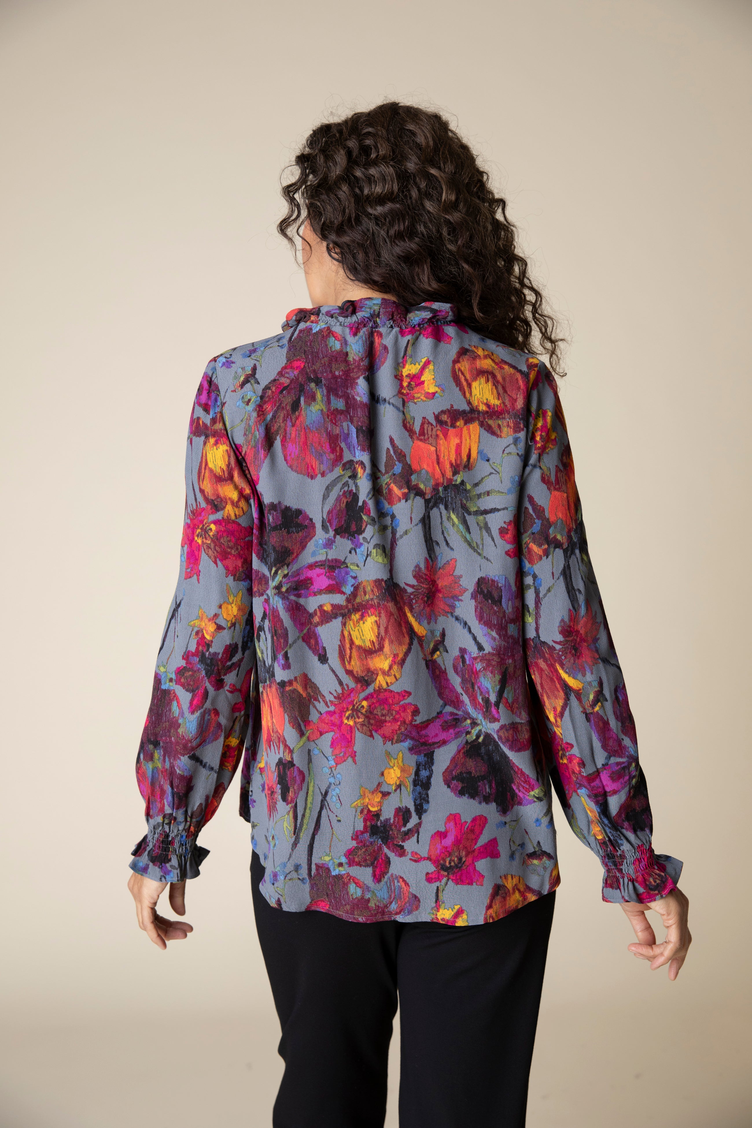 Vintage Print Flounce Shirt - Sugar River Shoppe