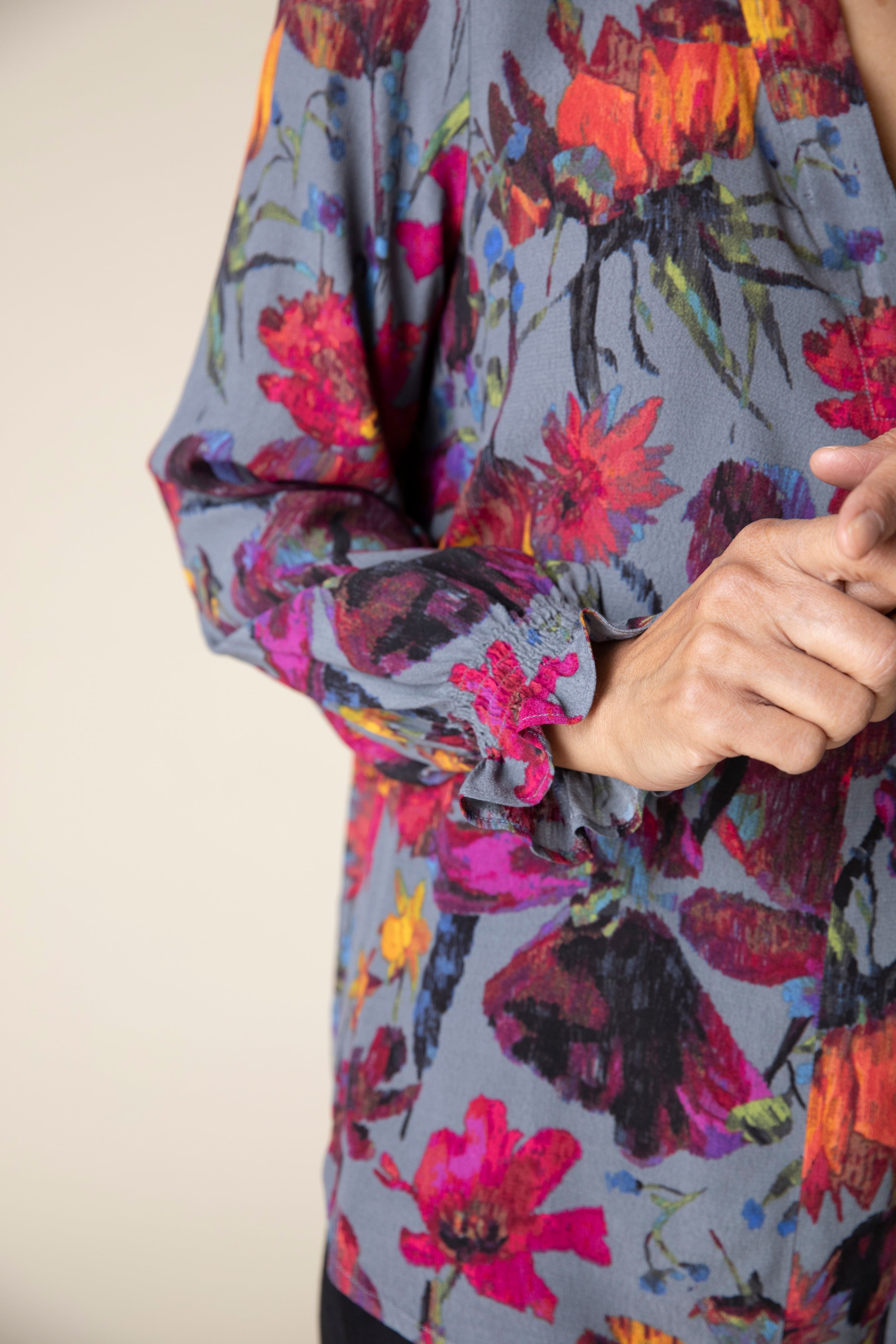 Vintage Print Flounce Shirt - Sugar River Shoppe