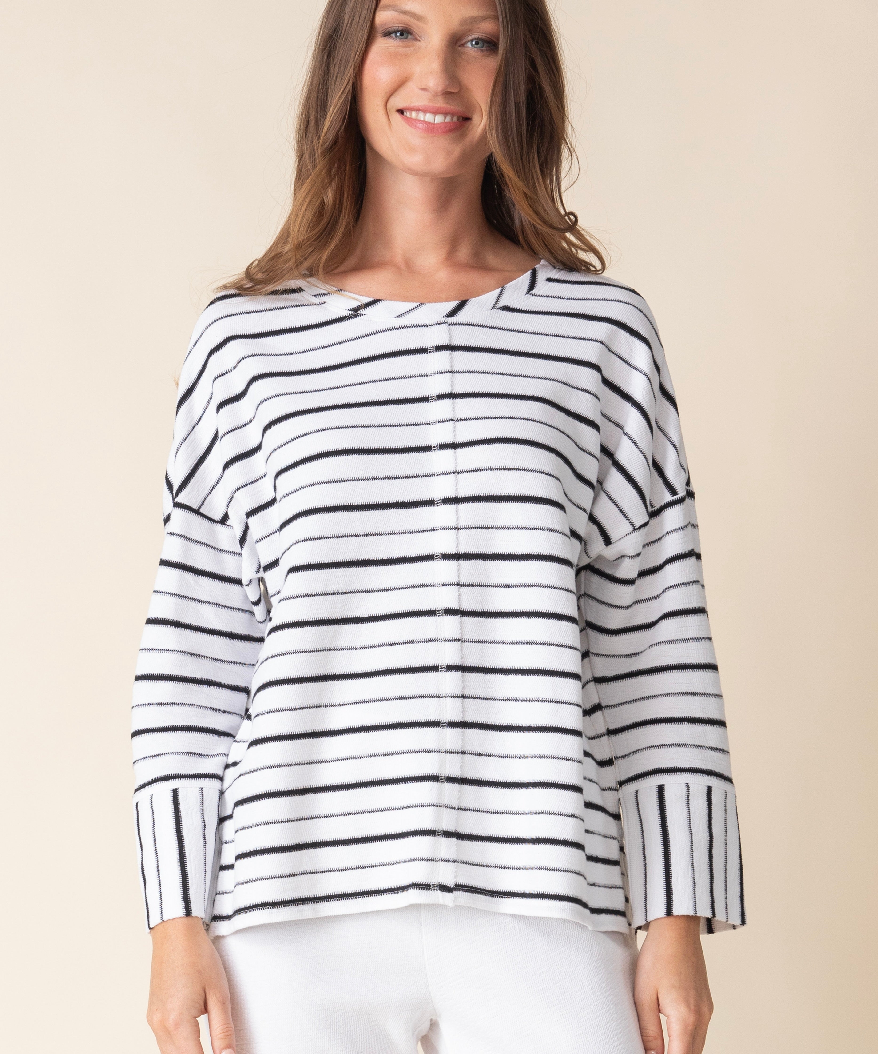 Weekend Terry Striped Boxy Crew - Sugar River Shoppe