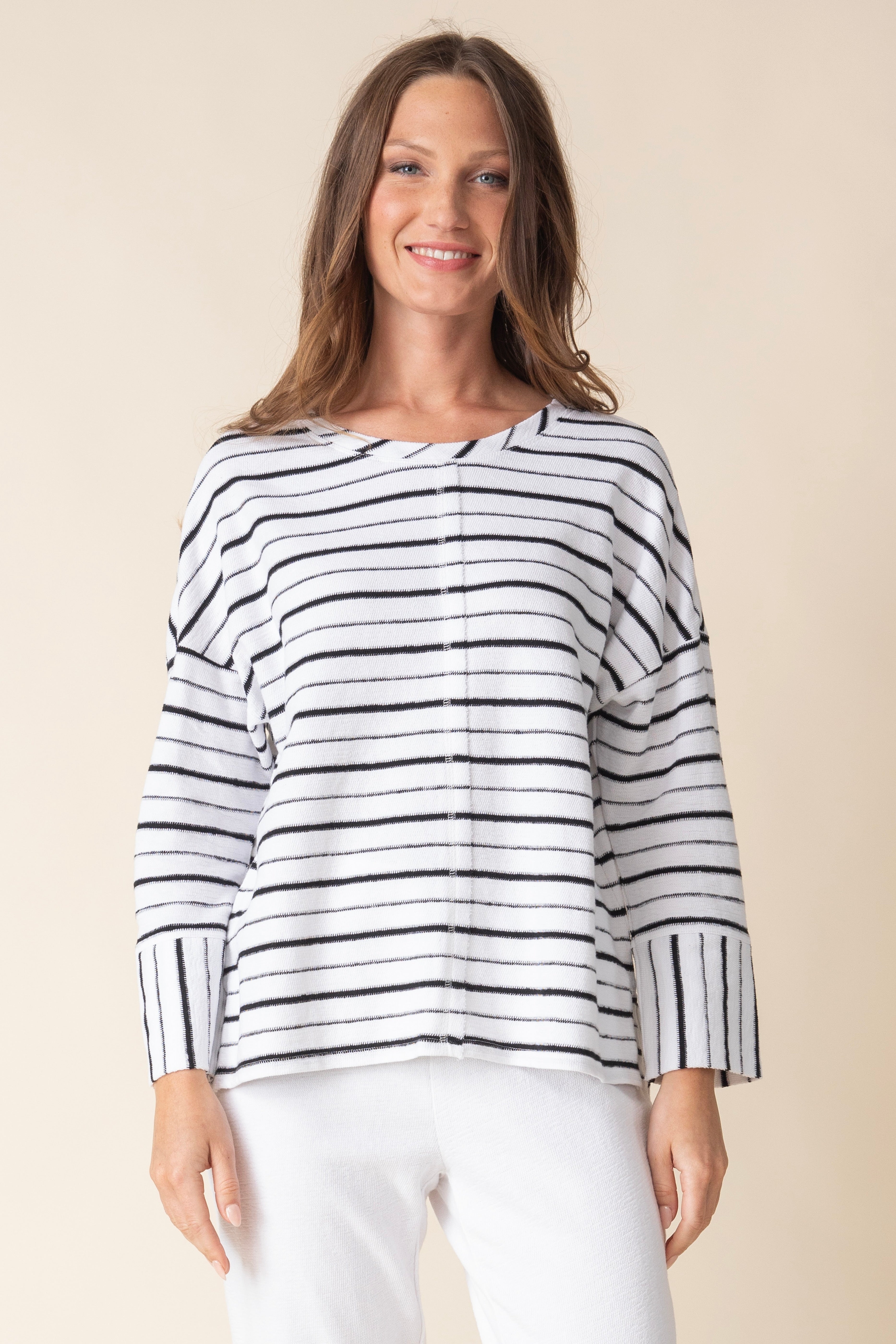 Weekend Terry Striped Boxy Crew - Sugar River Shoppe