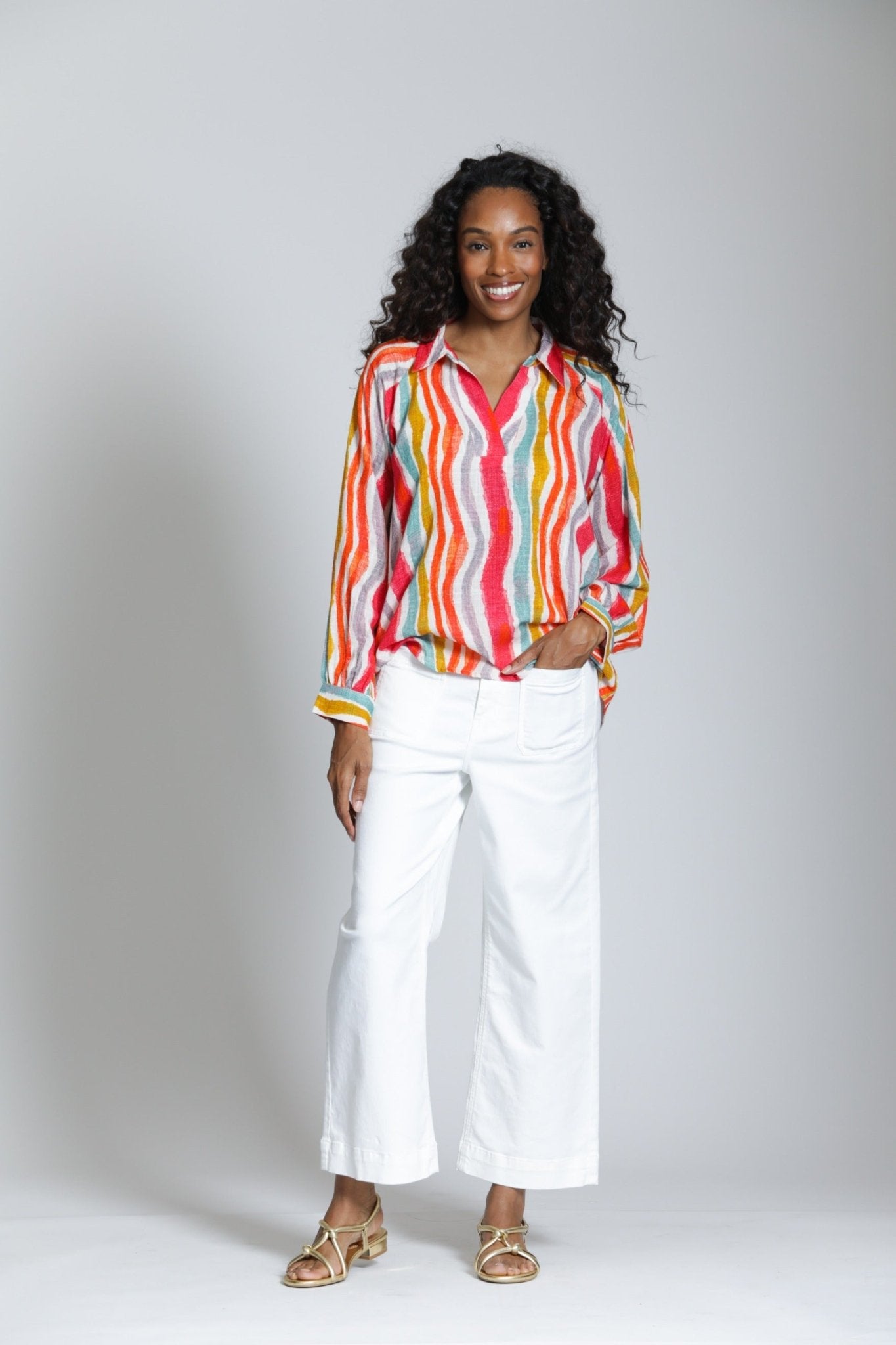 Half - Plaket Pullover Blouse - APNY - 605258270818 - Sugar River Shoppe - 