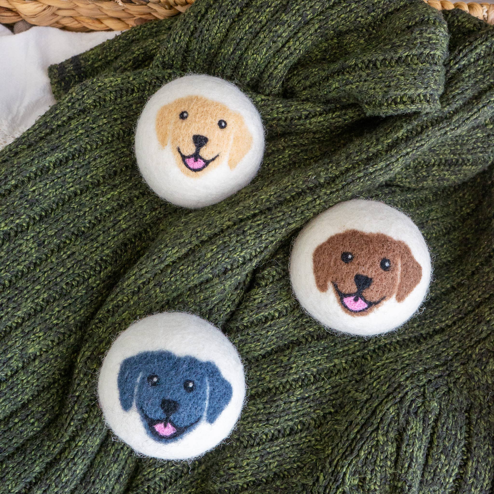 Happy Dogs Eco Wool Dryer Balls - Mix of 3 colors - Friendsheep - 722698951906 - Sugar River Shoppe - 