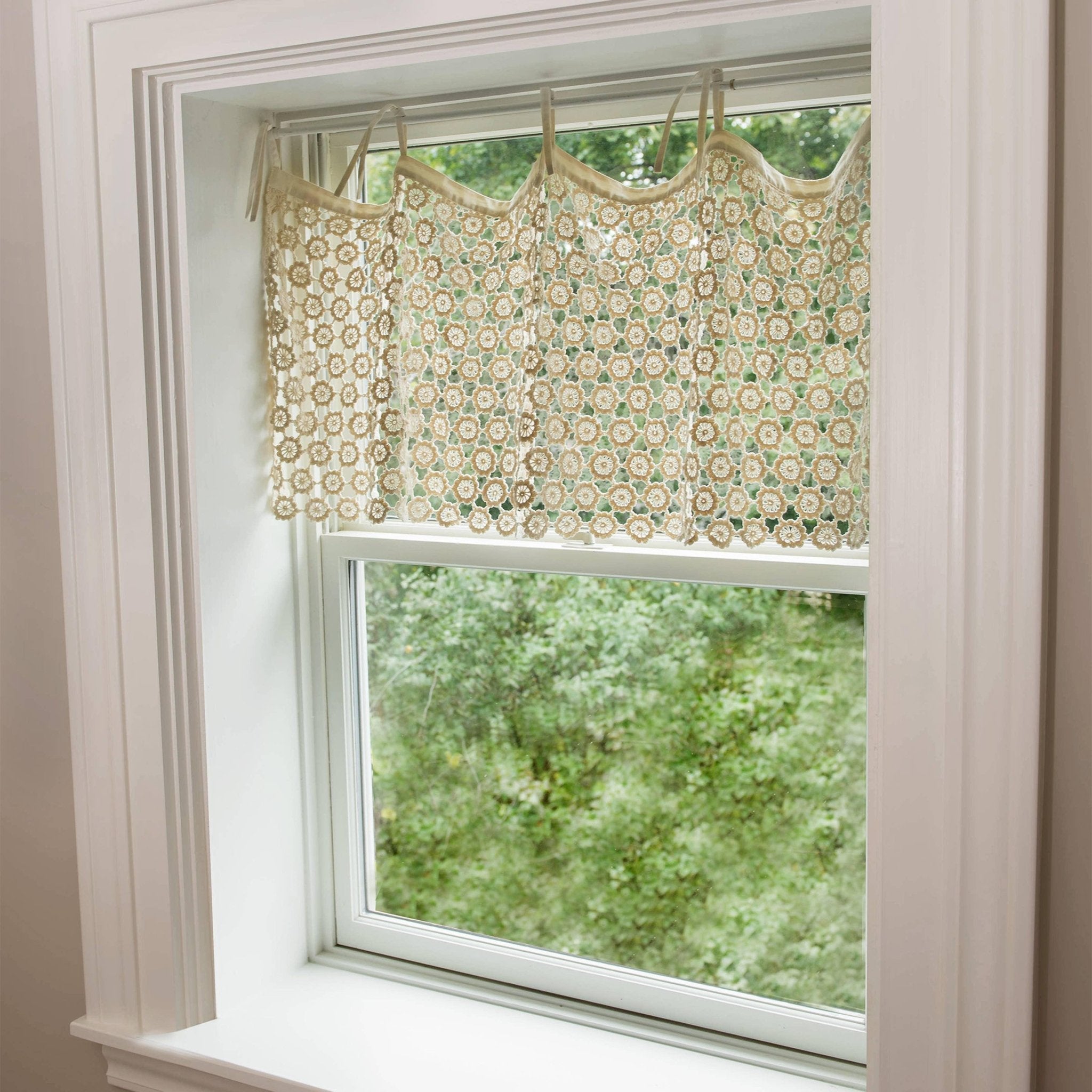 Heritage Boho Farmhouse Crochet 45x16 Valance Curtain Natural - Heritage Lace - 734573142569 - Sugar River Shoppe - 