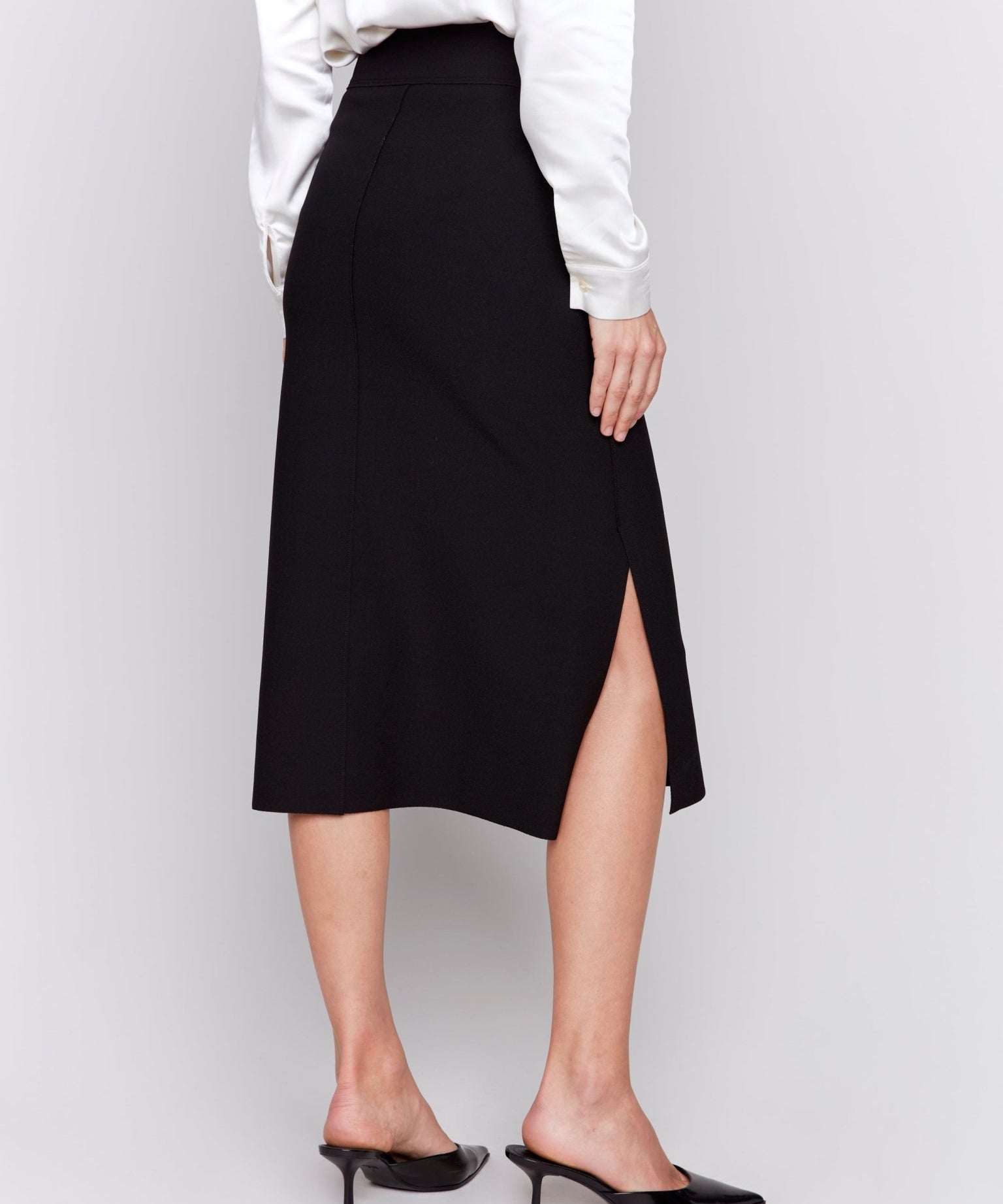 Knee Length Skirt with Side Slits and Pockets - Charlie B - 690178571763 - Sugar River Shoppe - 