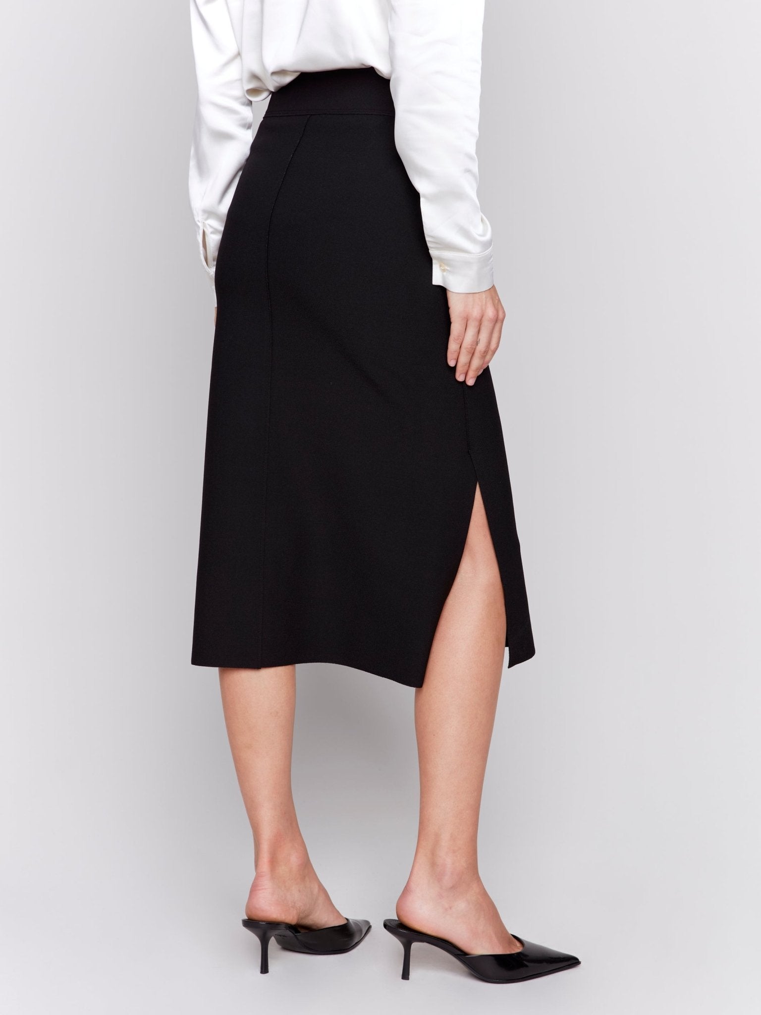 Knee Length Skirt with Side Slits and Pockets - Charlie B - 690178571763 - Sugar River Shoppe - 