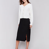 Knee Length Skirt with Side Slits and Pockets - Charlie B - 690178571763 - Sugar River Shoppe - 