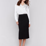 Knee Length Skirt with Side Slits and Pockets - Charlie B - 690178571763 - Sugar River Shoppe - 