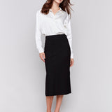Knee Length Skirt with Side Slits and Pockets - Charlie B - 690178571763 - Sugar River Shoppe - 